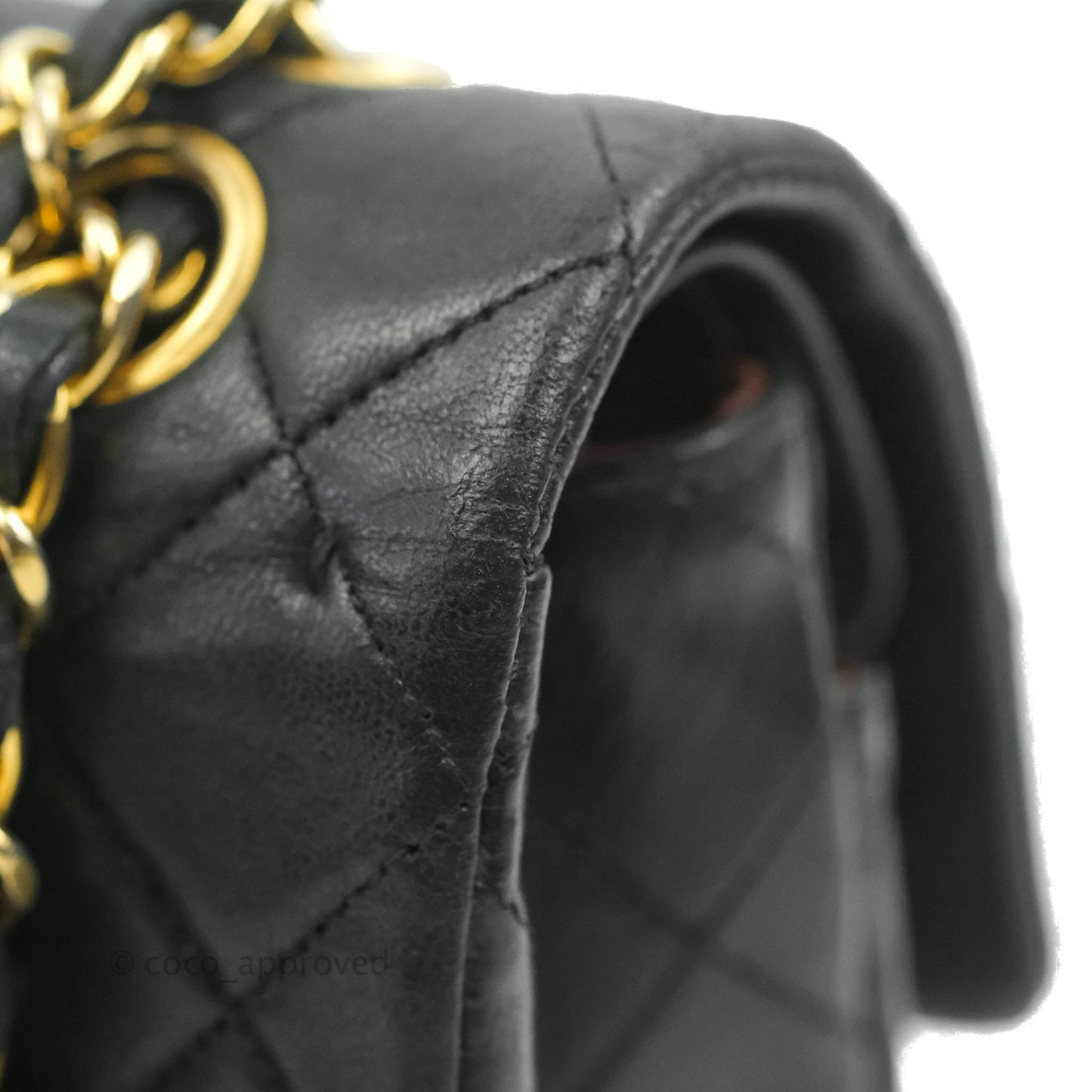 Chanel Vintage Classic Small S/M Flap Black Lambskin 24K Gold Hardware