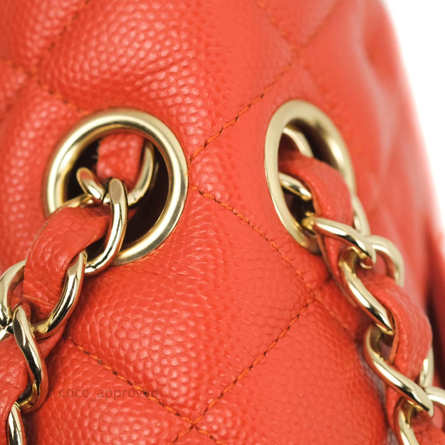 Chanel S/M Small Classic Quilted Flap Orange Caviar Gold Hardware 17B
