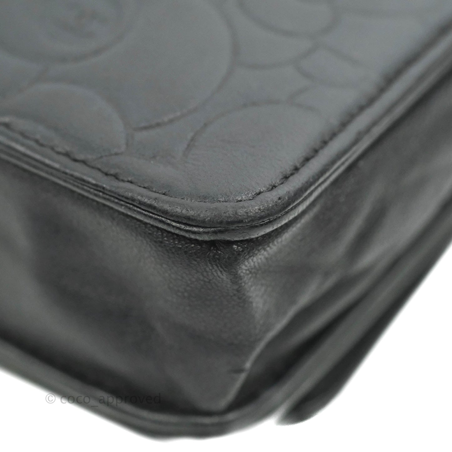 Chanel Camellia Wallet on Chain WOC Black Lambskin Silver Hardware
