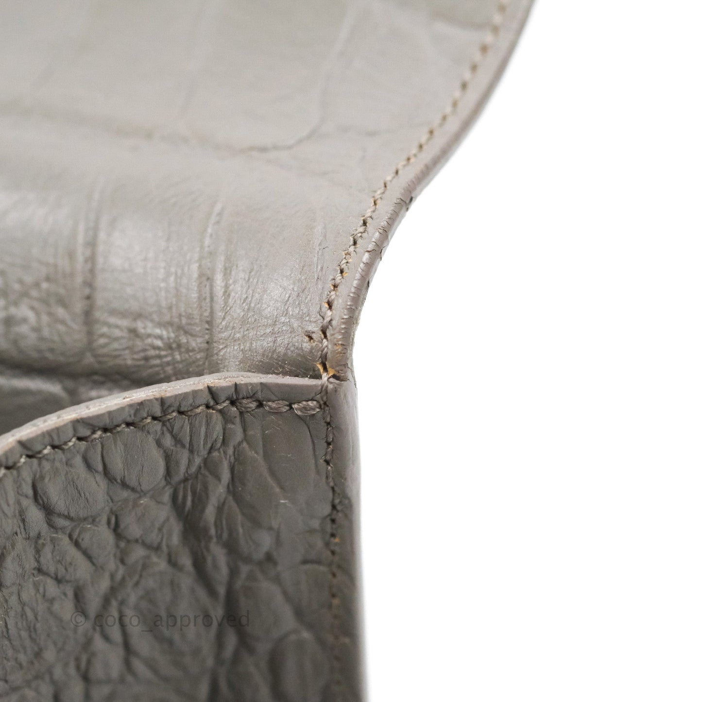 Saint Laurent Clutch Bag Grey Croc-Embossed Silver Hardware