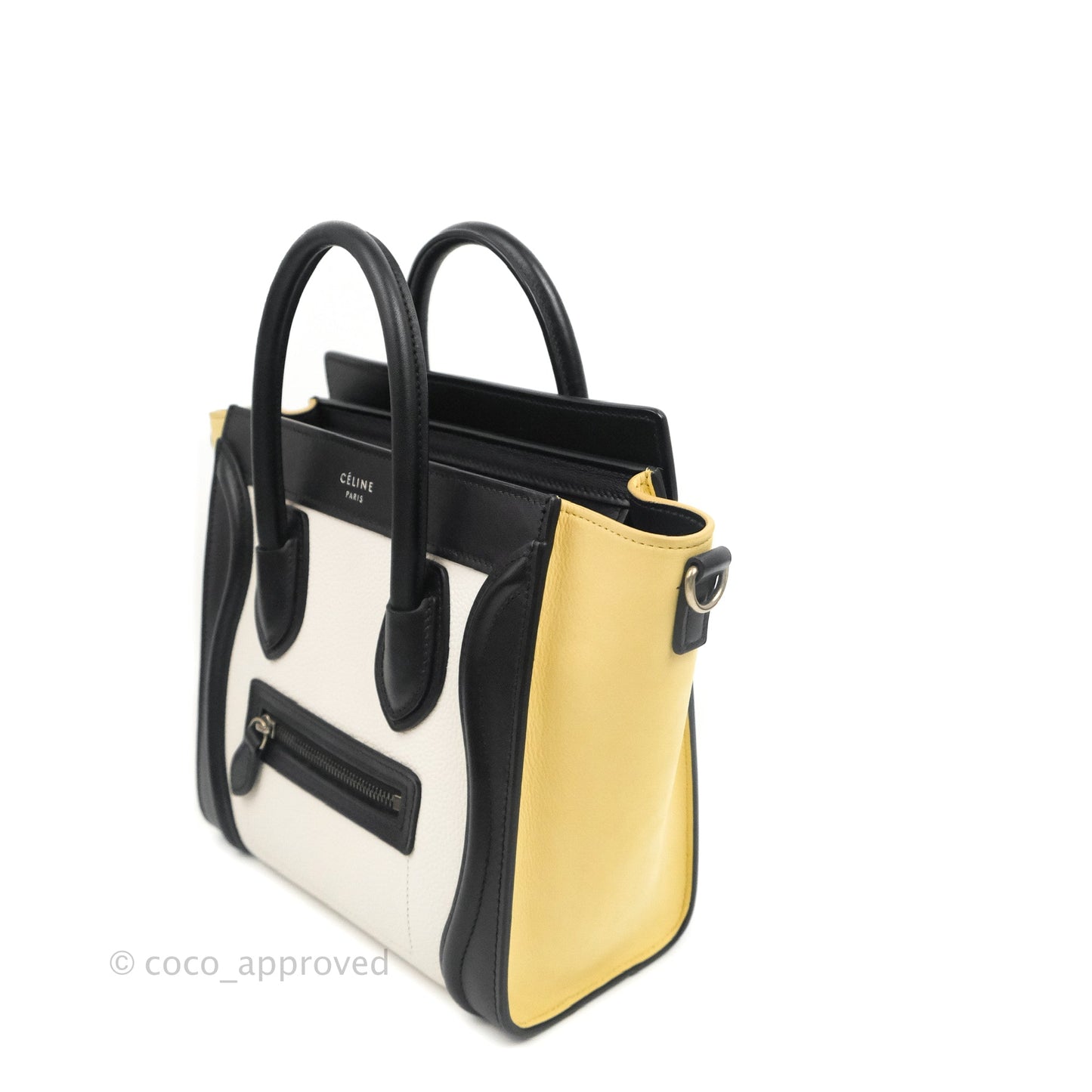 Celine Nano Luggage Bag Tricolour Light Beige/White/Black Grained Calfskin