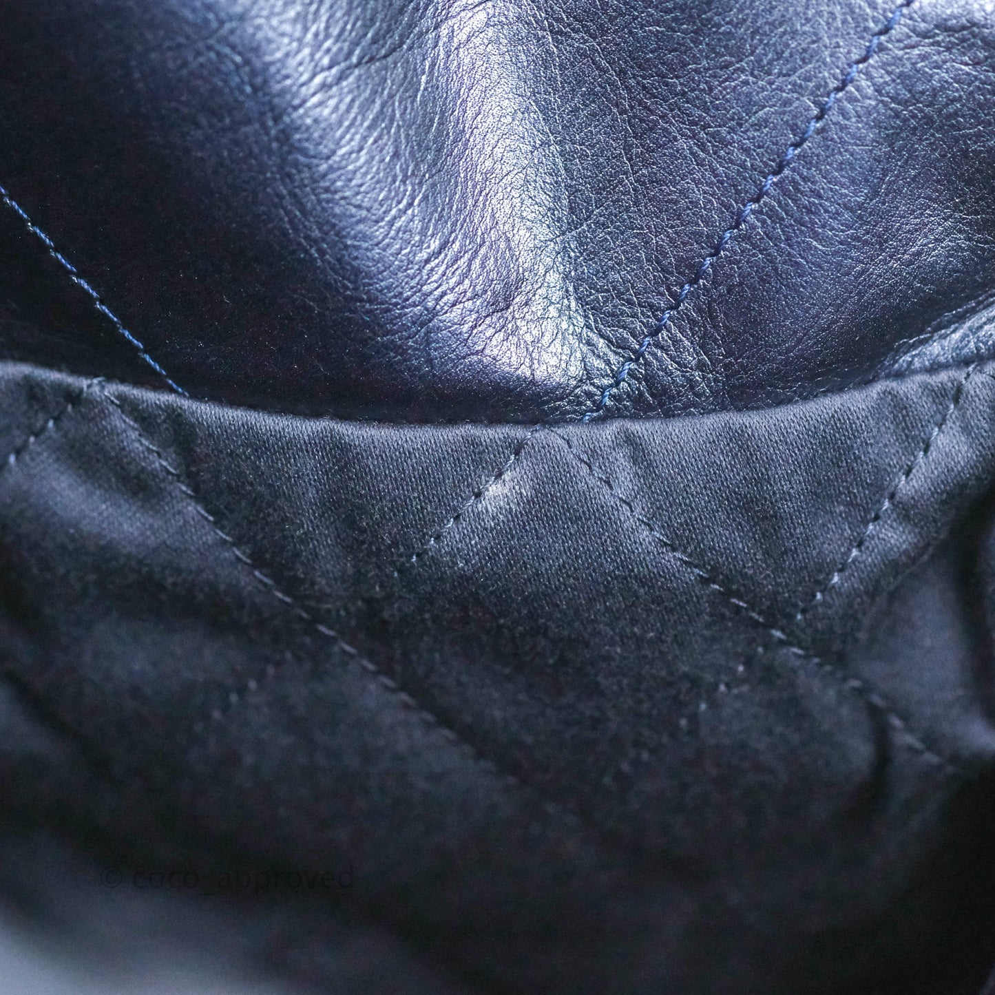 Chanel 22 Small Metallic Midnight Blue Aged Calfskin Midnight Blue/Silver Hardware