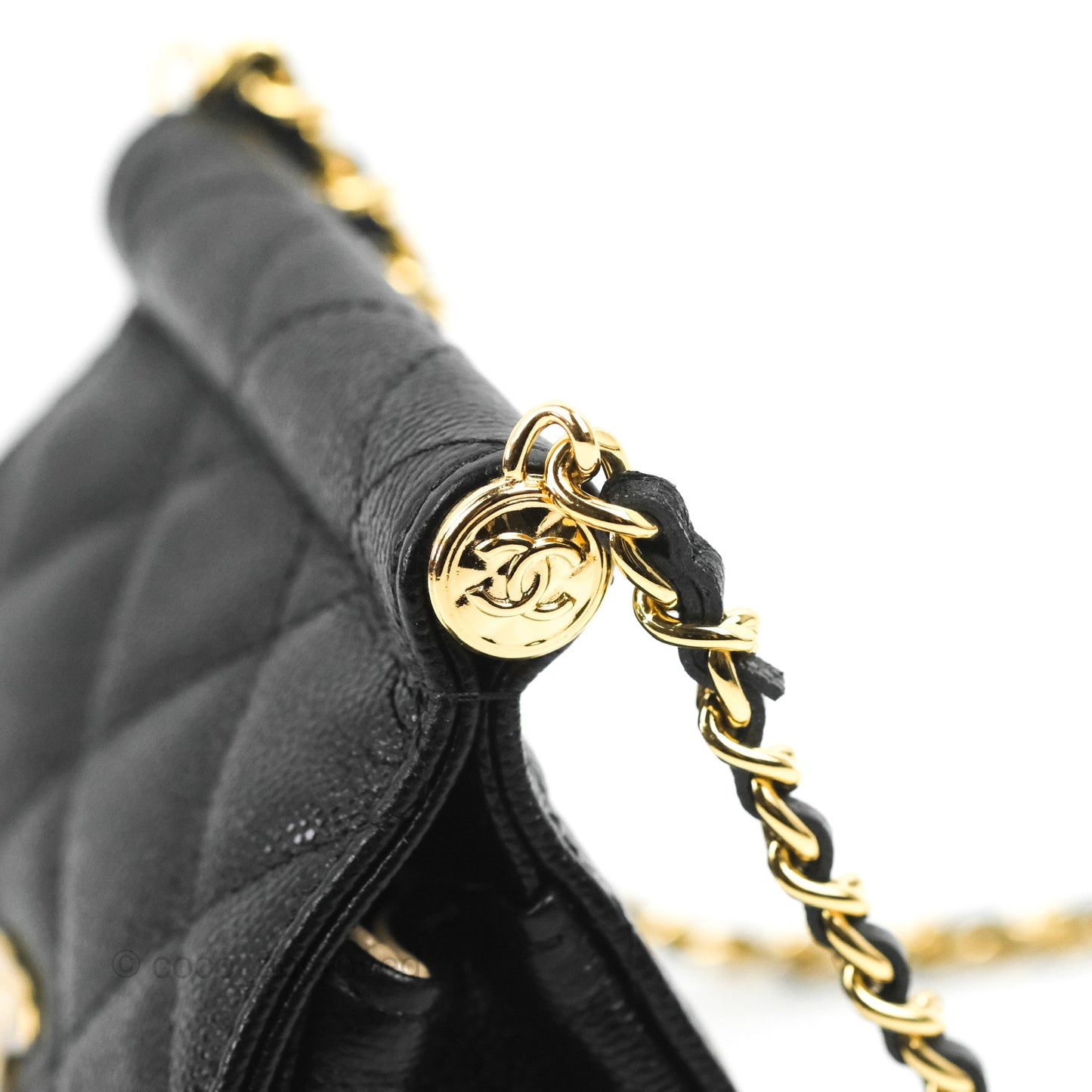 Chanel Quilted Clutch With Chain Black Caviar Gold Hardware