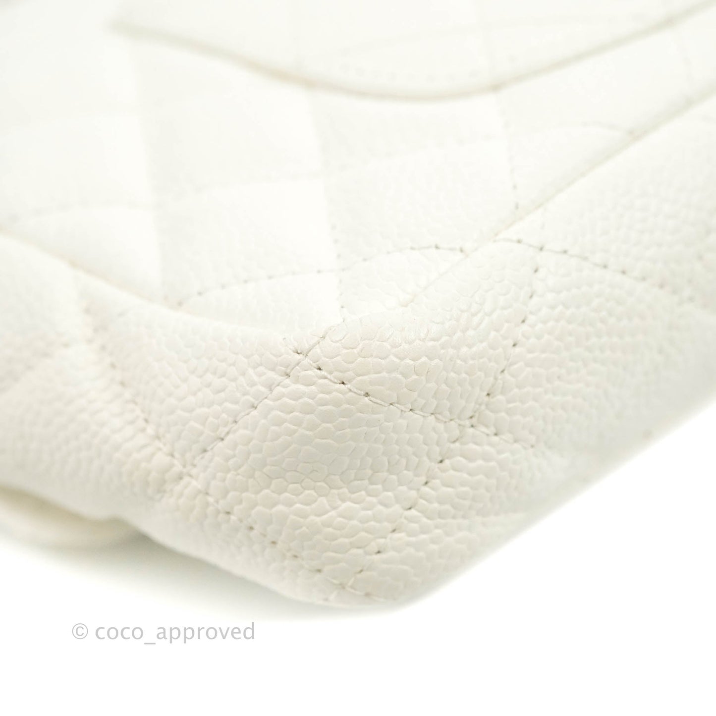 Chanel Quilted East West Flap White Soft Caviar Silver Hardware