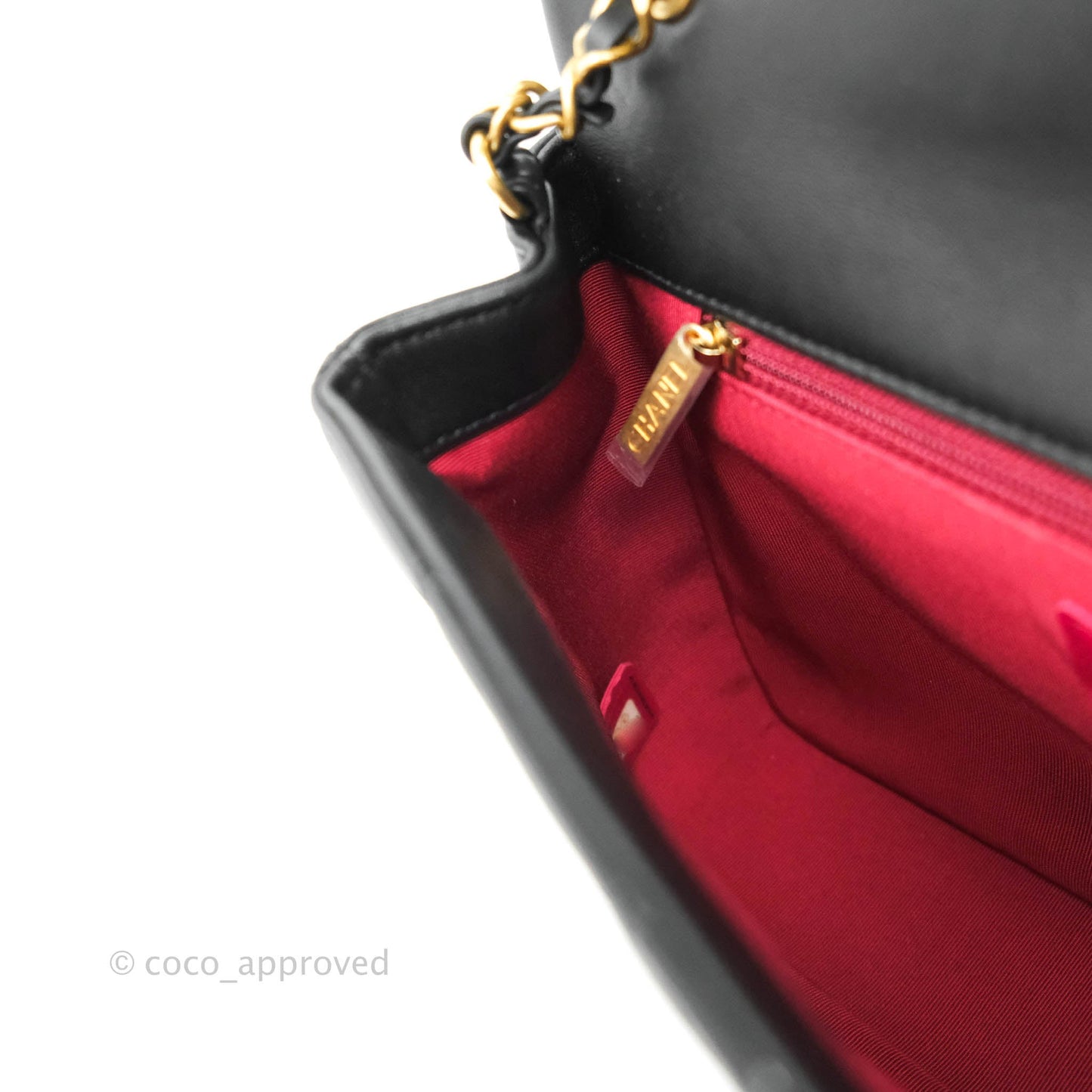 Chanel Circular Handle Flap Bag Black Lambskin Aged Gold Hardware