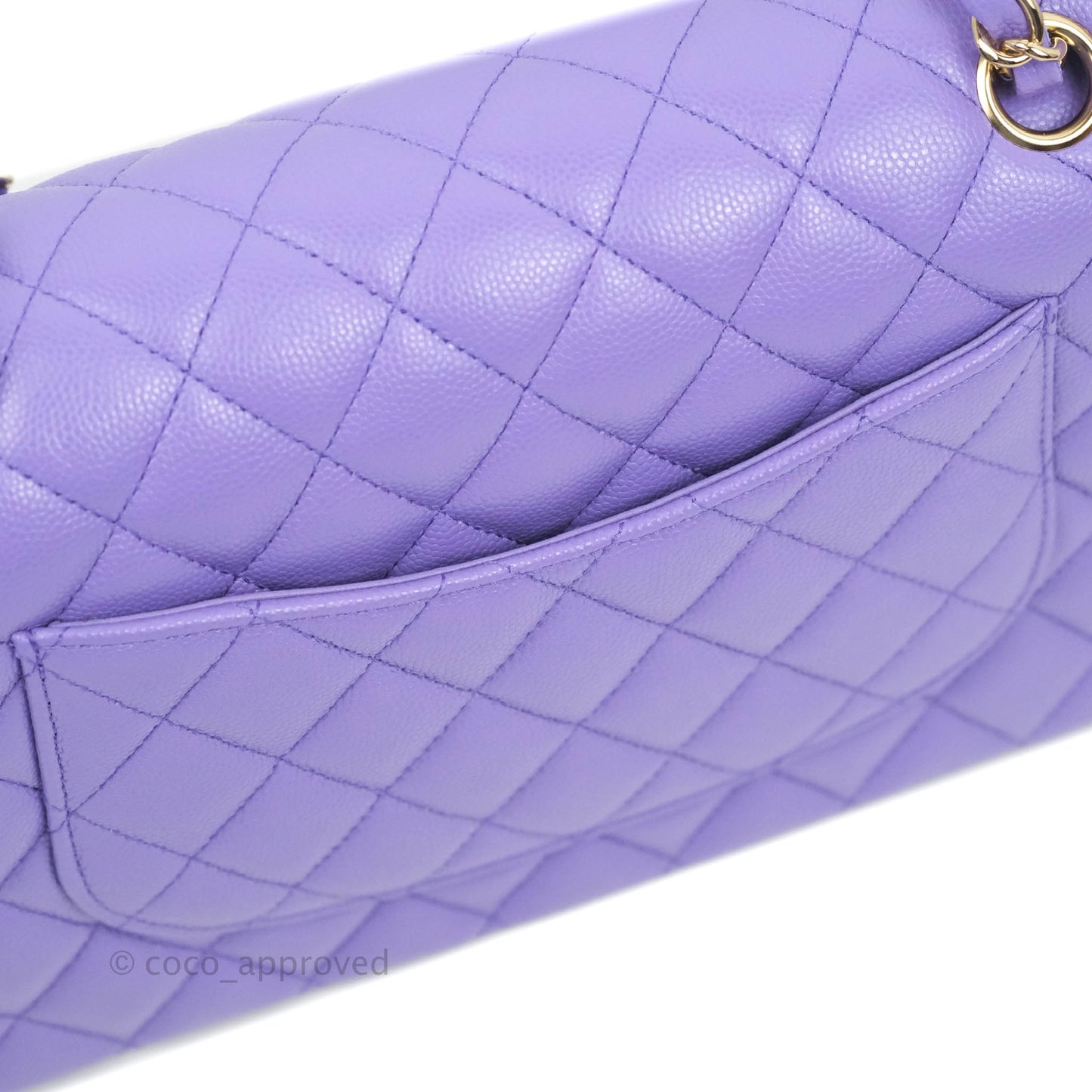 Chanel Classic M/L Medium Flap Quilted Purple Caviar Gold Hardware 20S