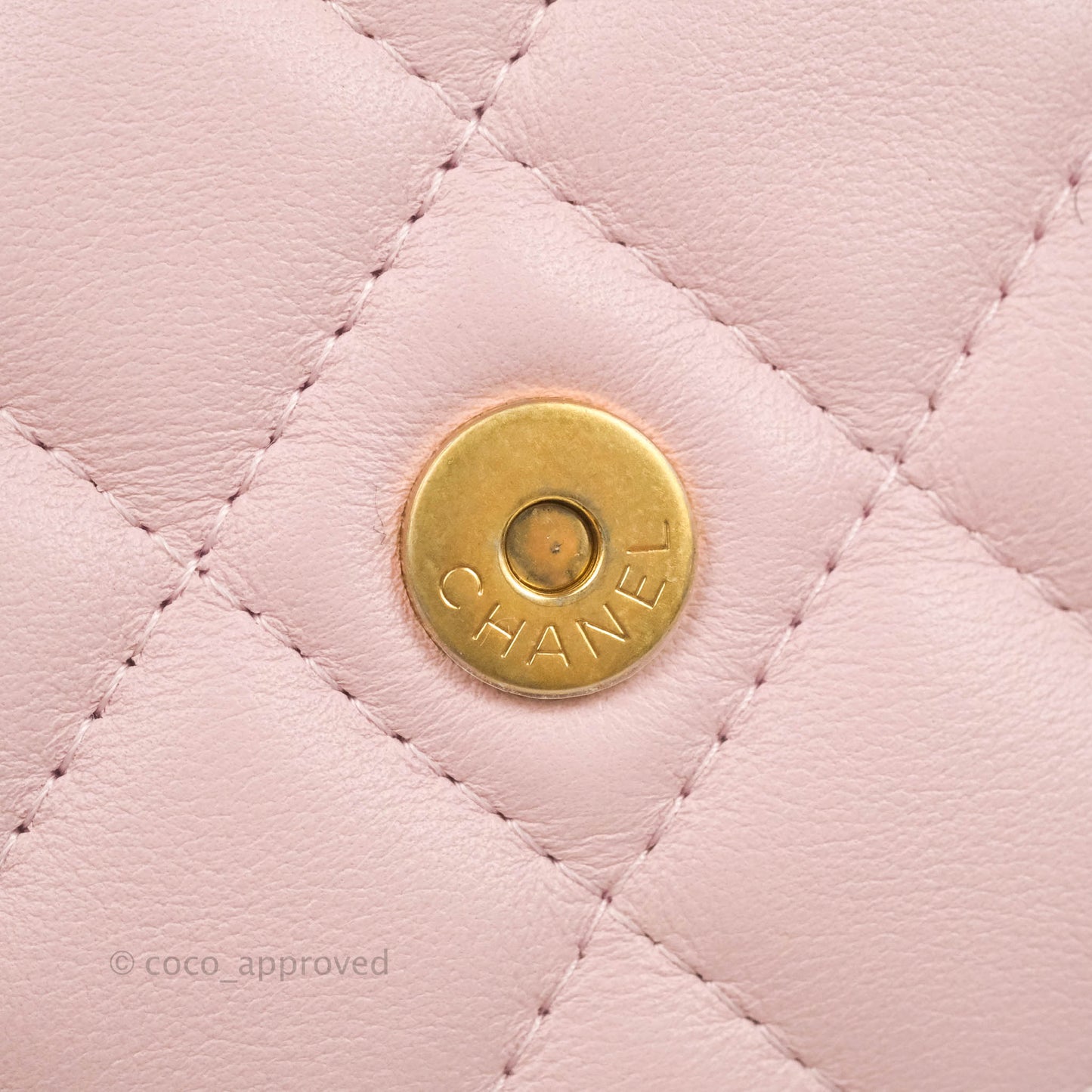 Chanel Quilted Wallet On Chain WOC With Pearl Chain Pink Aged Gold Hardware
