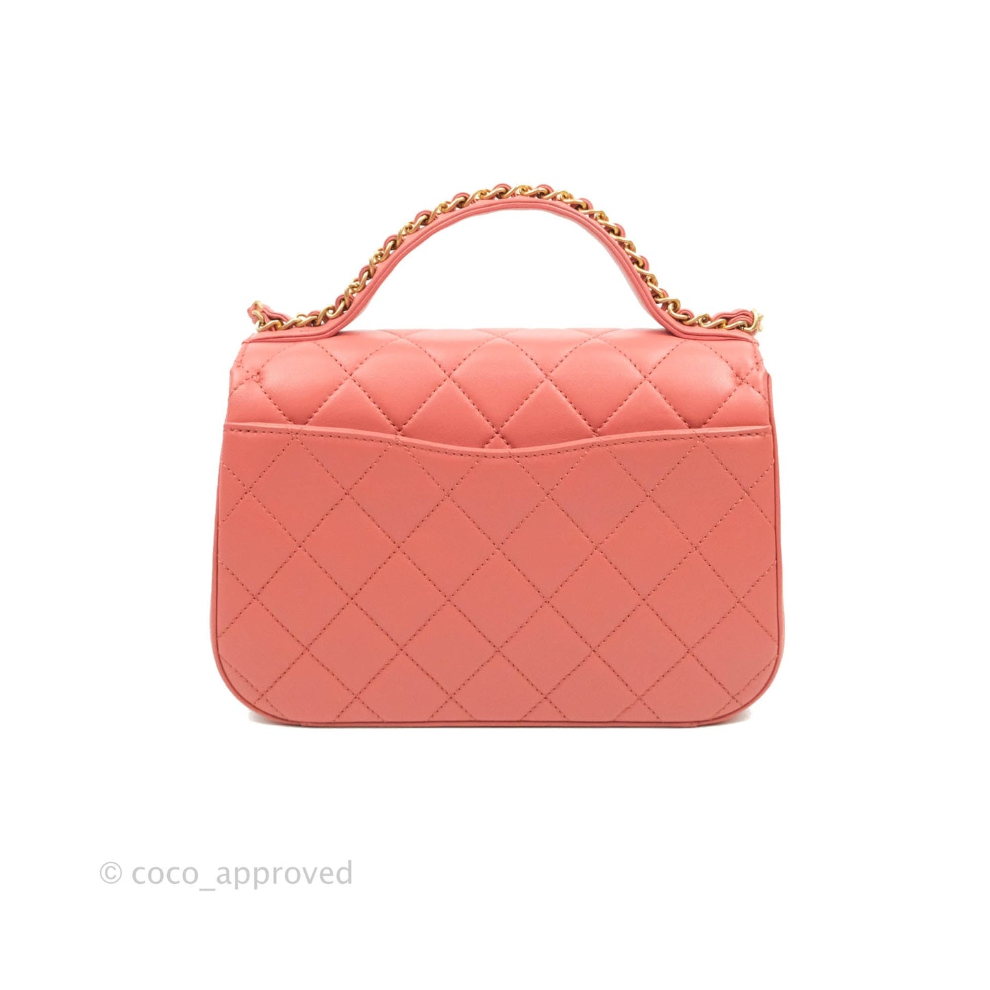 Chanel Quilted Chain Infinity Handle Bag Pink Lambskin Aged Gold Hardware