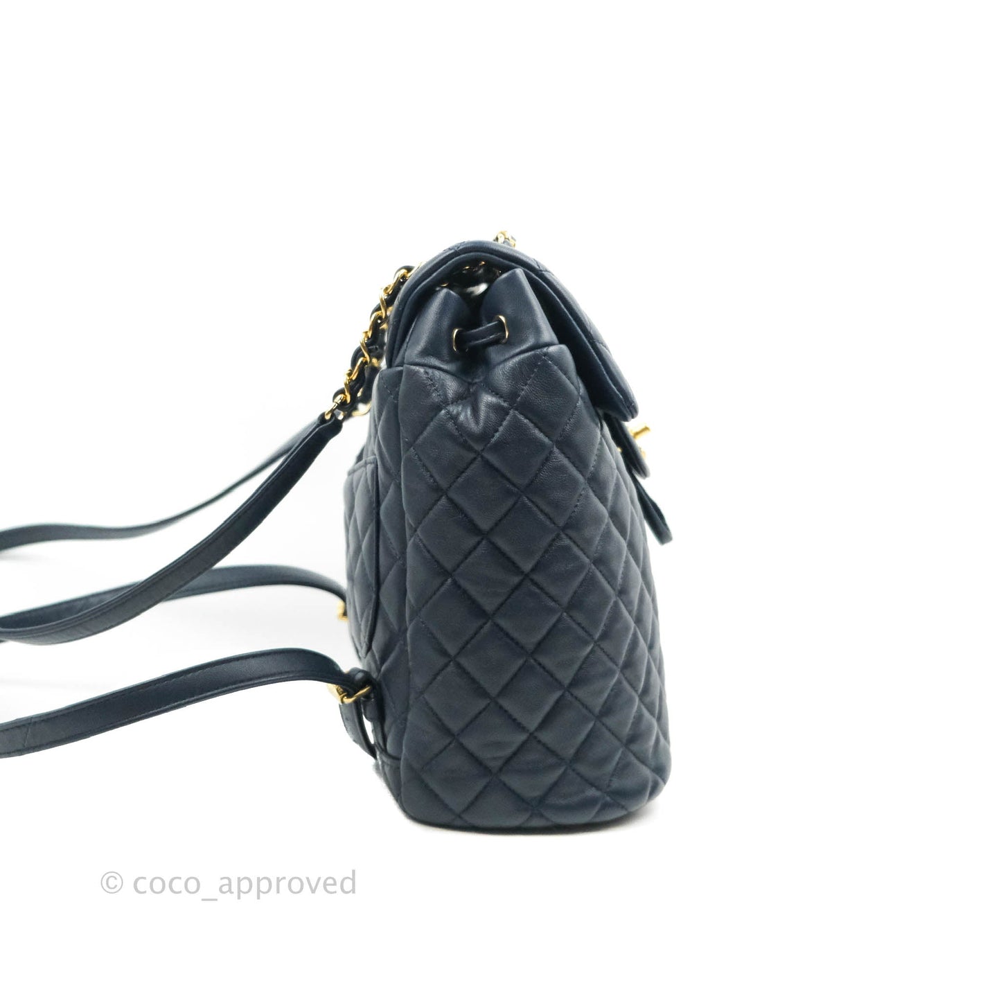 Chanel Small Quilted Urban Spirit Backpack Navy Gold Hardware