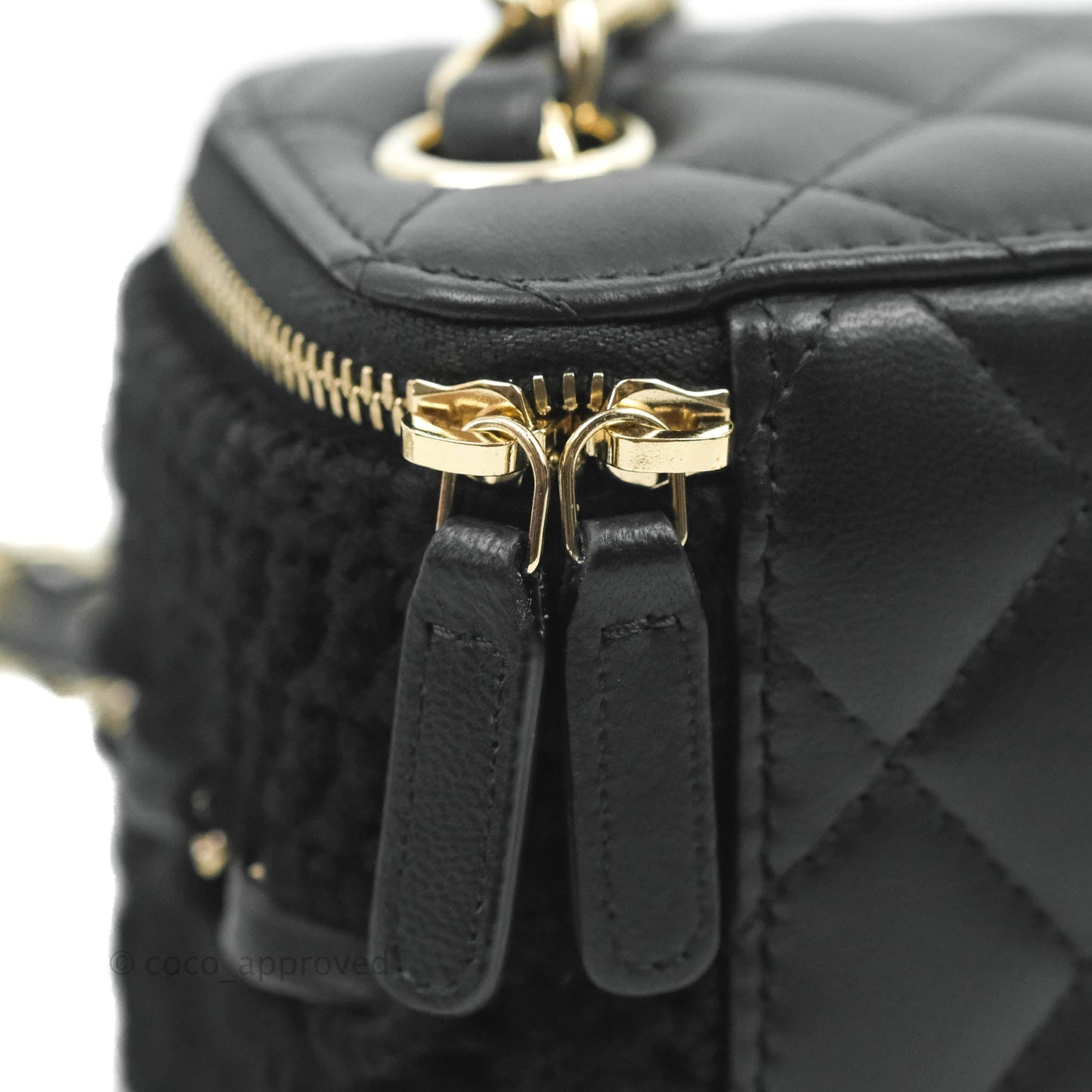 Chanel Mini Vanity With Chain Black Lambskin Crochet Gold Hardware