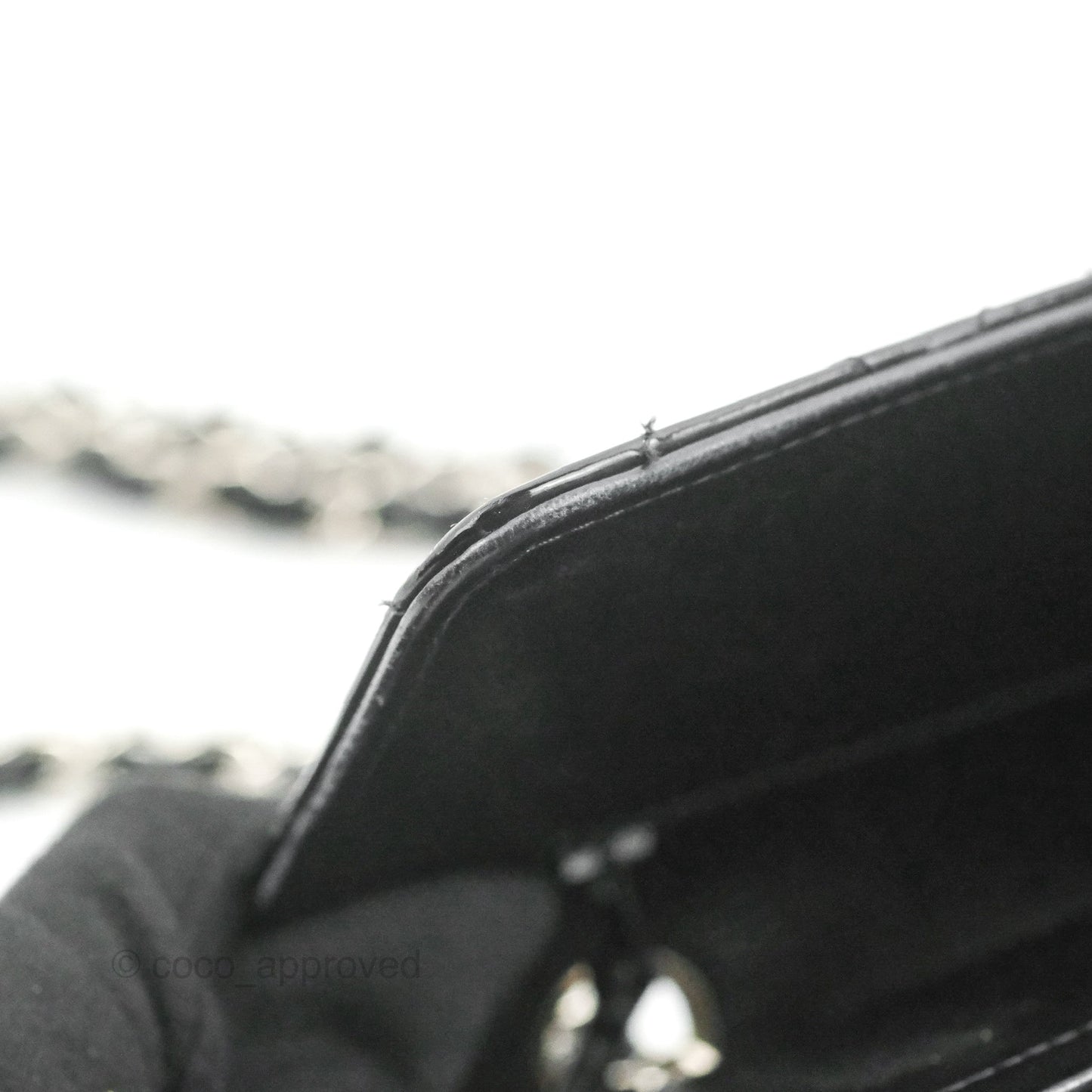 Chanel Classic M/L Medium Flap Quilted Black Patent Silver Hardware