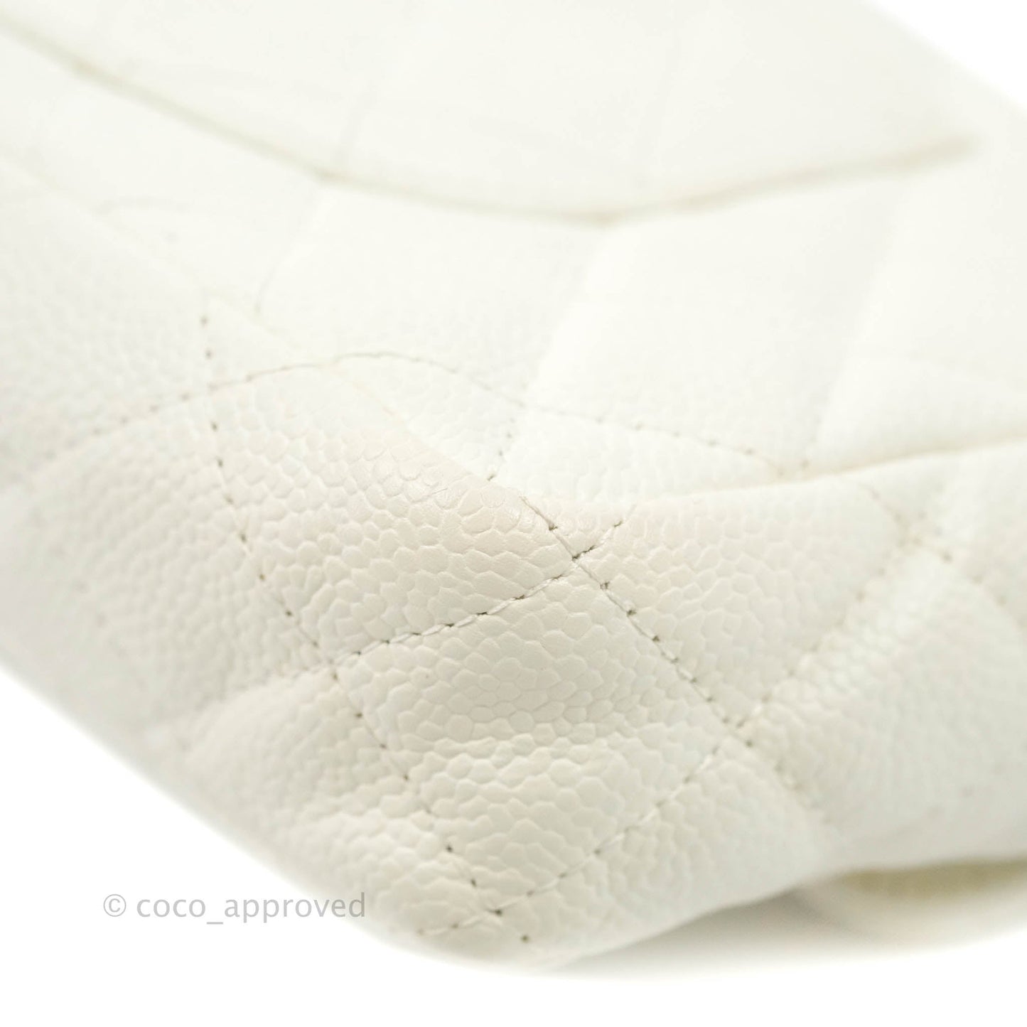 Chanel Quilted East West Flap White Soft Caviar Silver Hardware
