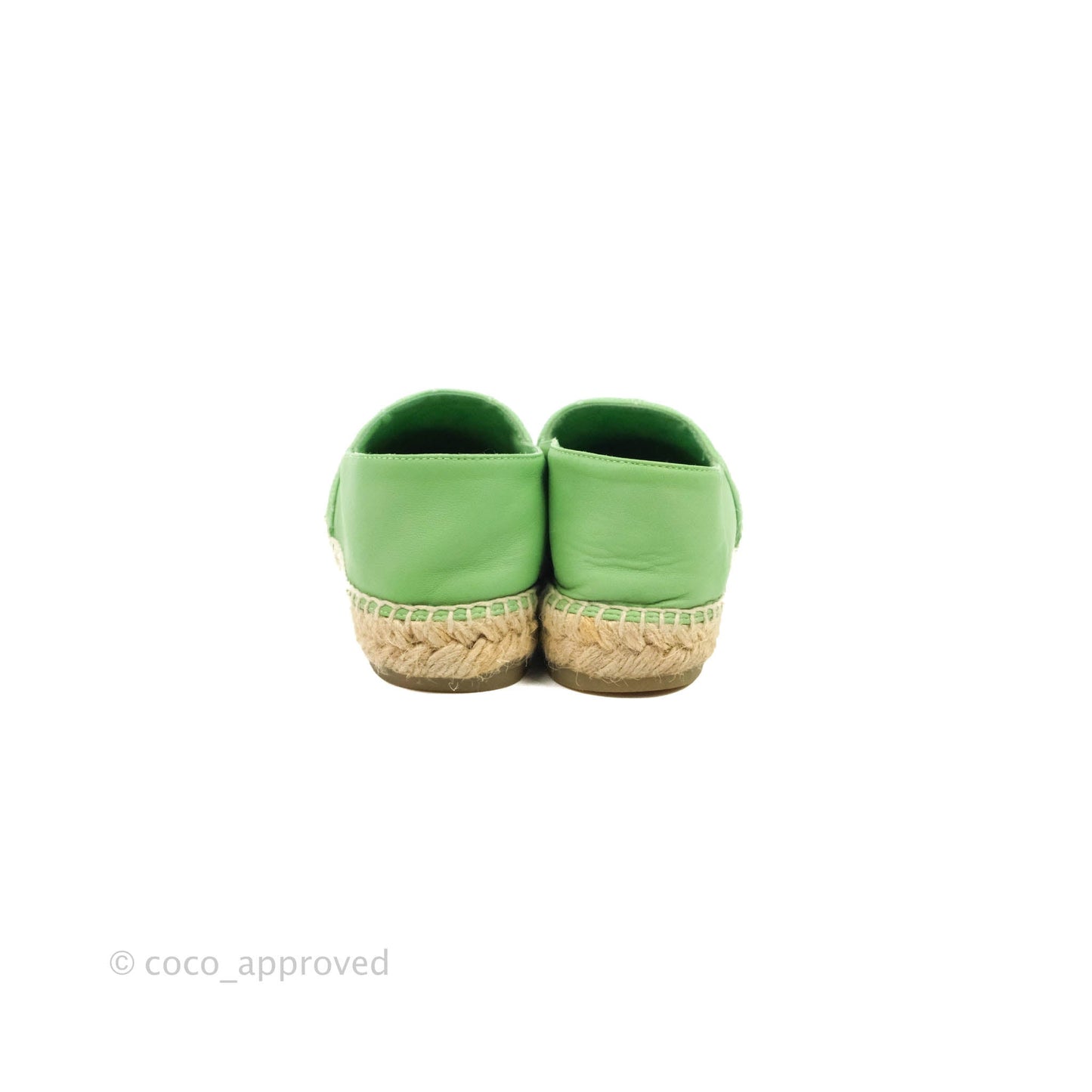Chanel CC Espadrilles Quilted Green Lambskin Size 37