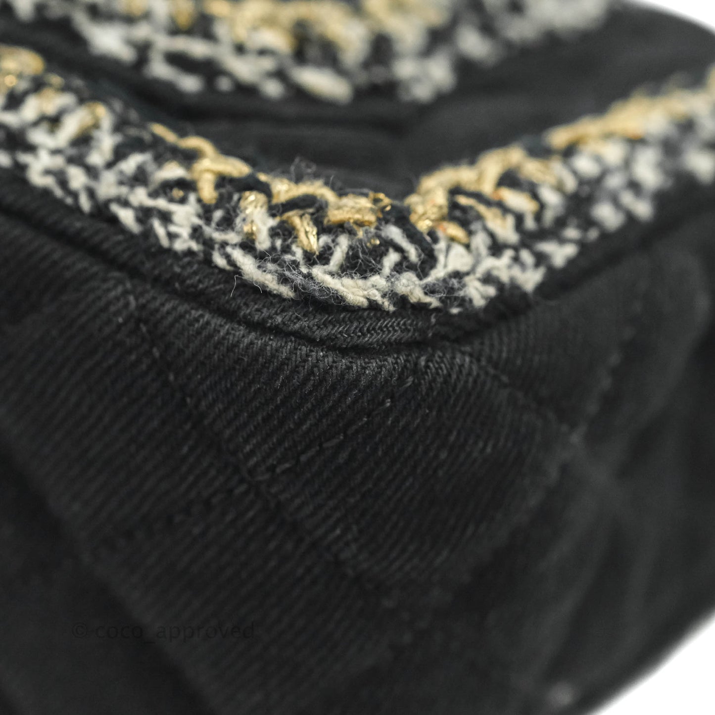 Chanel Classic Mini Rectangular Flap Bag Black Denim Braided Gold Hardware 18A