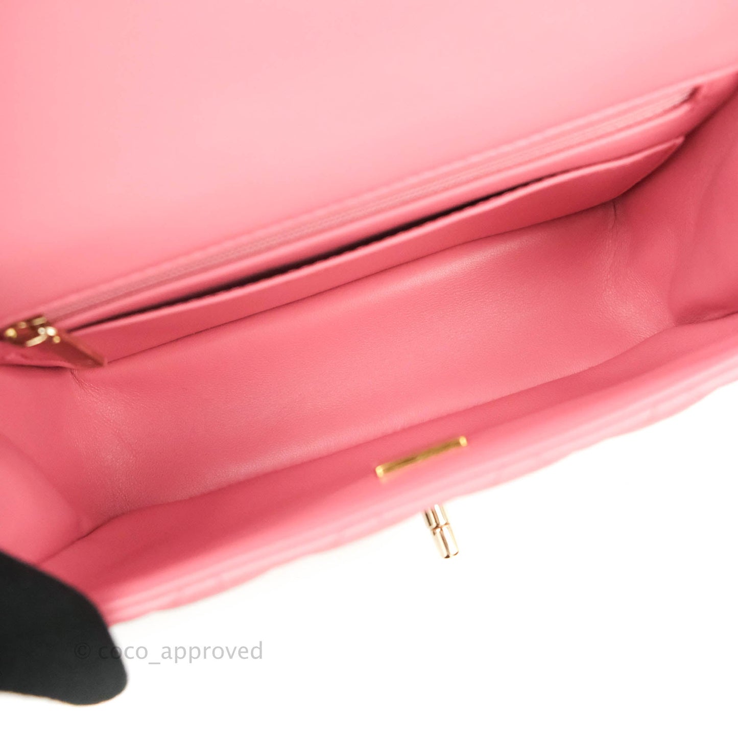 Chanel Top Handle Mini Rectangular Flap Bag Pink Lambskin Gold Hardware