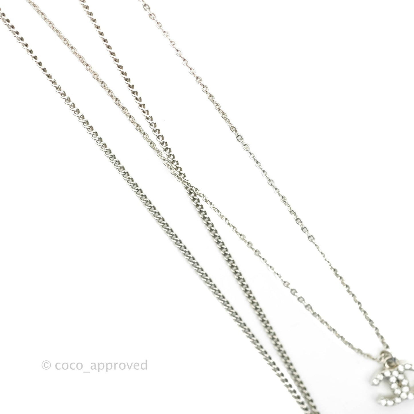 Chanel CC Coco Mademoiselle Double Necklace Silver