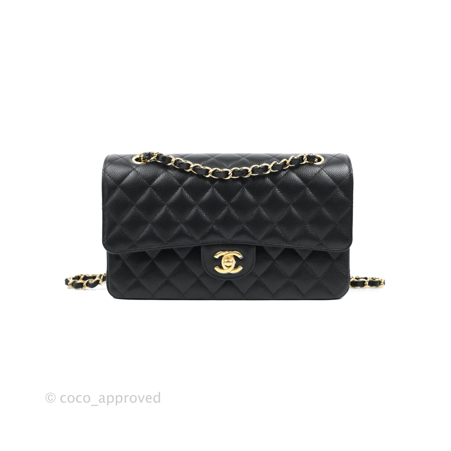 Chanel Classic M/L Medium Flap Quilted Black Caviar Gold Hardware