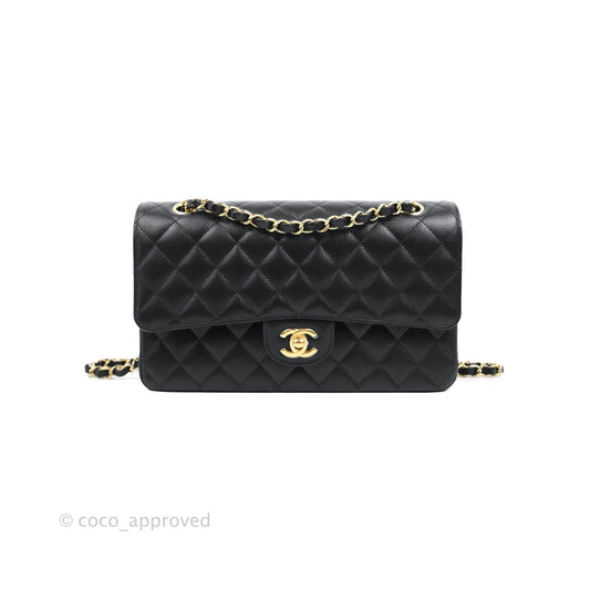 Chanel Classic M/L Medium Flap Quilted Black Caviar Gold Hardware