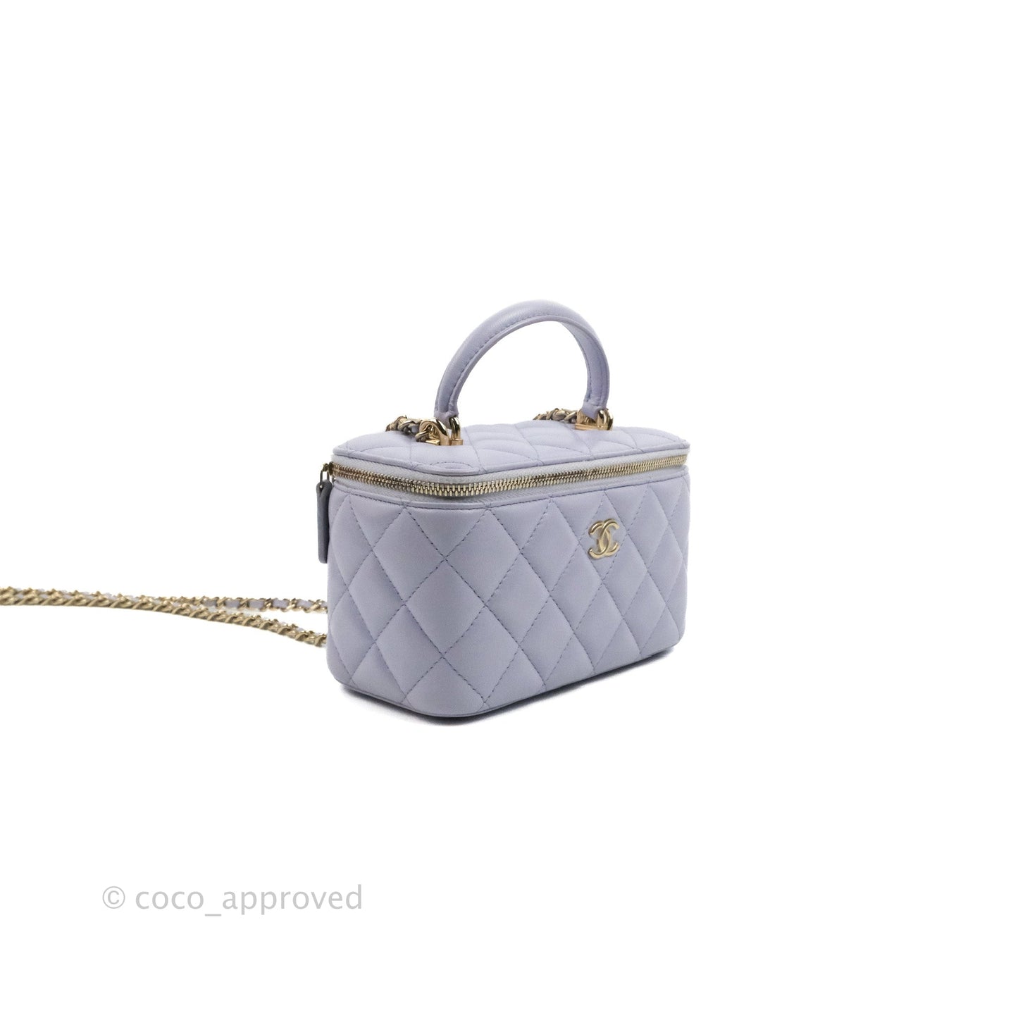 Chanel Vanity Rectangular Top Handle Lilac Lambskin Gold Hardware