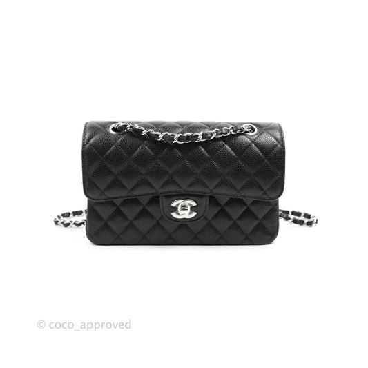 Chanel Small Classic Quilted Flap Black Caviar Silver Hardware