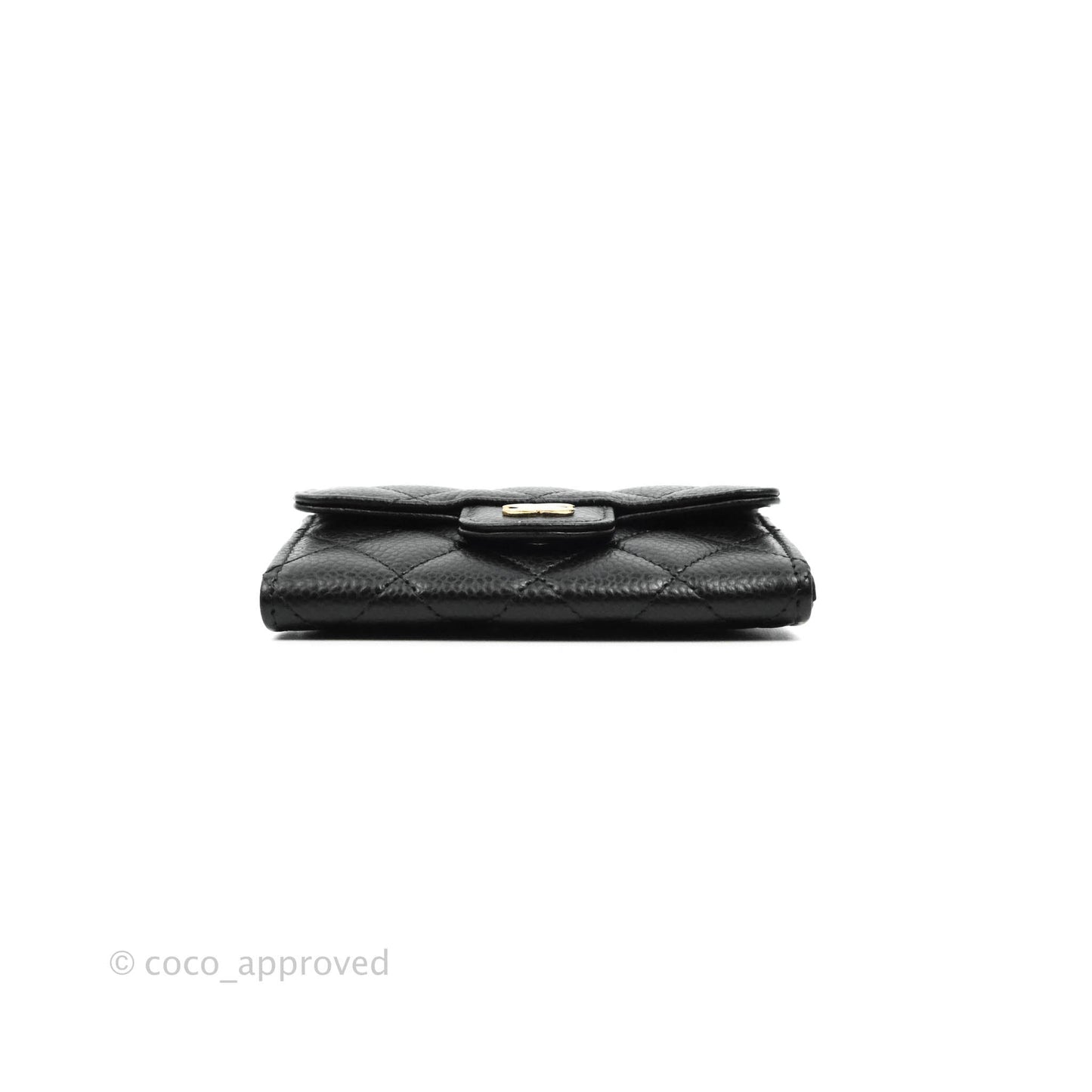 Chanel Quilted Flap Card Holder Black Caviar Gold Hardware