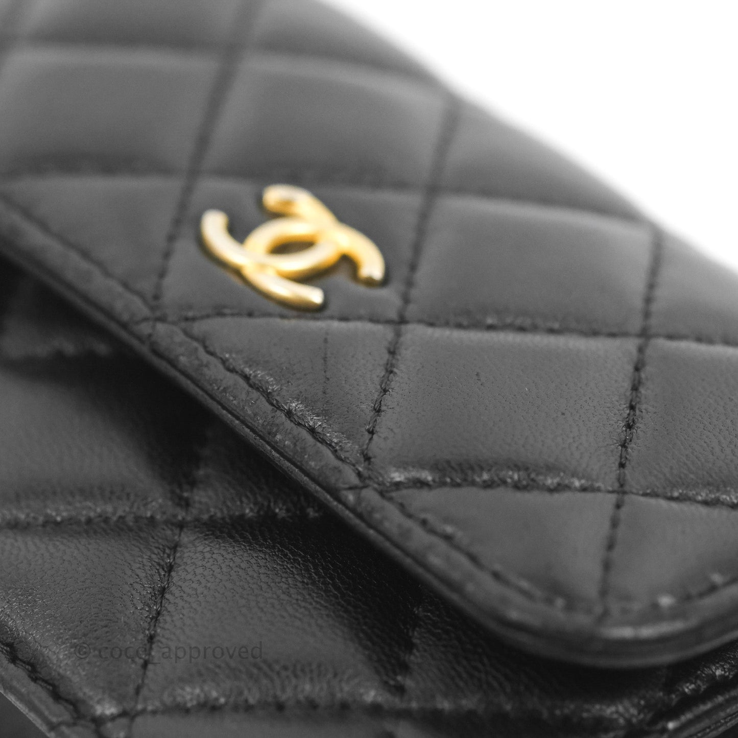 Chanel Mini Pearl Crush Clutch With Chain Belt Black Lambskin Aged Gold Hardware