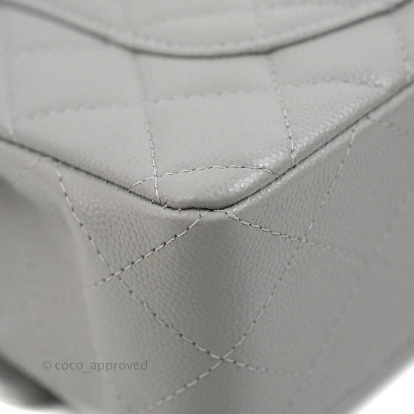Chanel Small Classic Quilted Flap Grey Caviar Gold Hardware 21A
