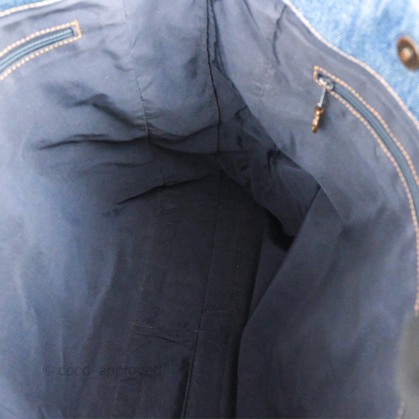 Chanel Large CC Tote Bag Blue Denim Tortoiseshell Bakelite Handle
