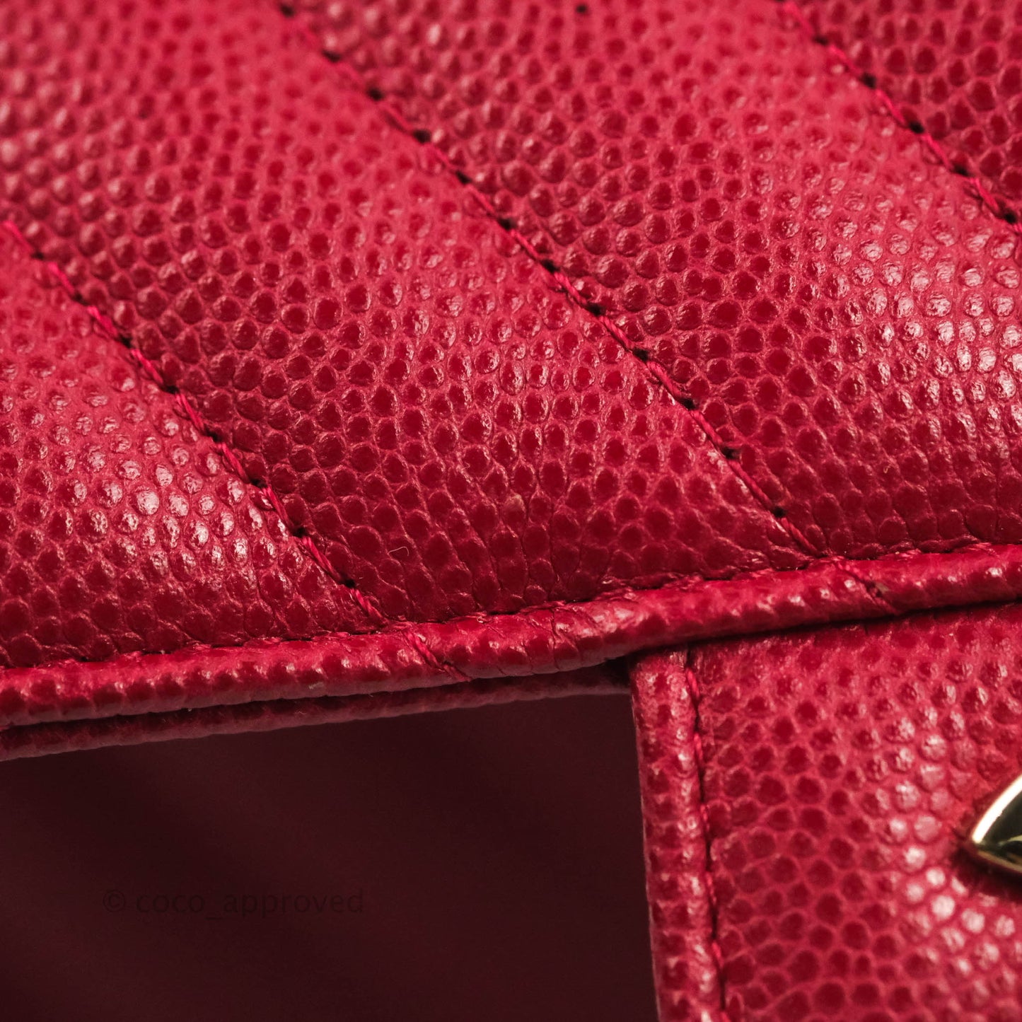 Chanel Classic M/L Medium Chevron Double Flap Cherry Red Caviar Gold Hardware