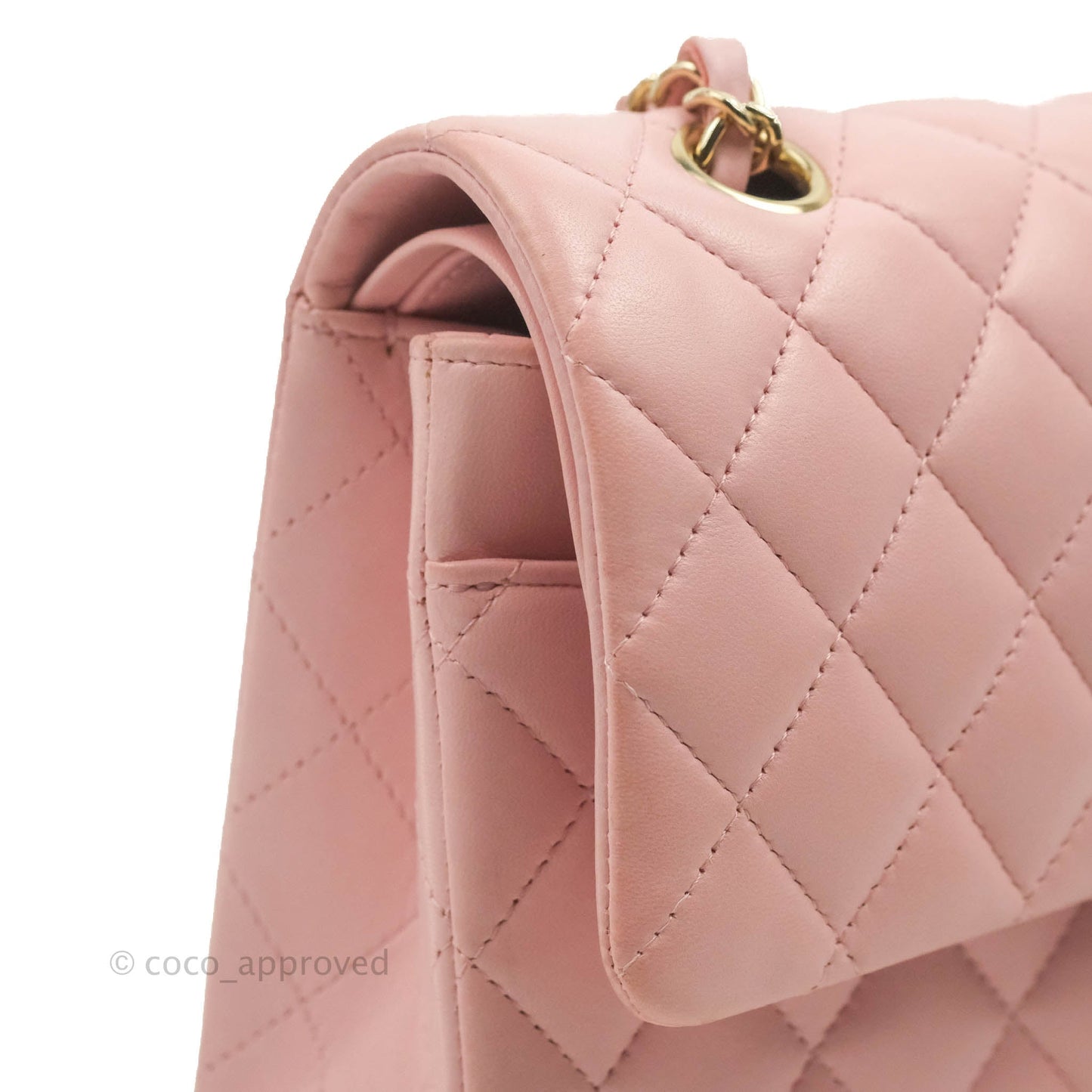 Chanel Classic M/L Medium Flap Quilted Pink Lambskin Gold Hardware