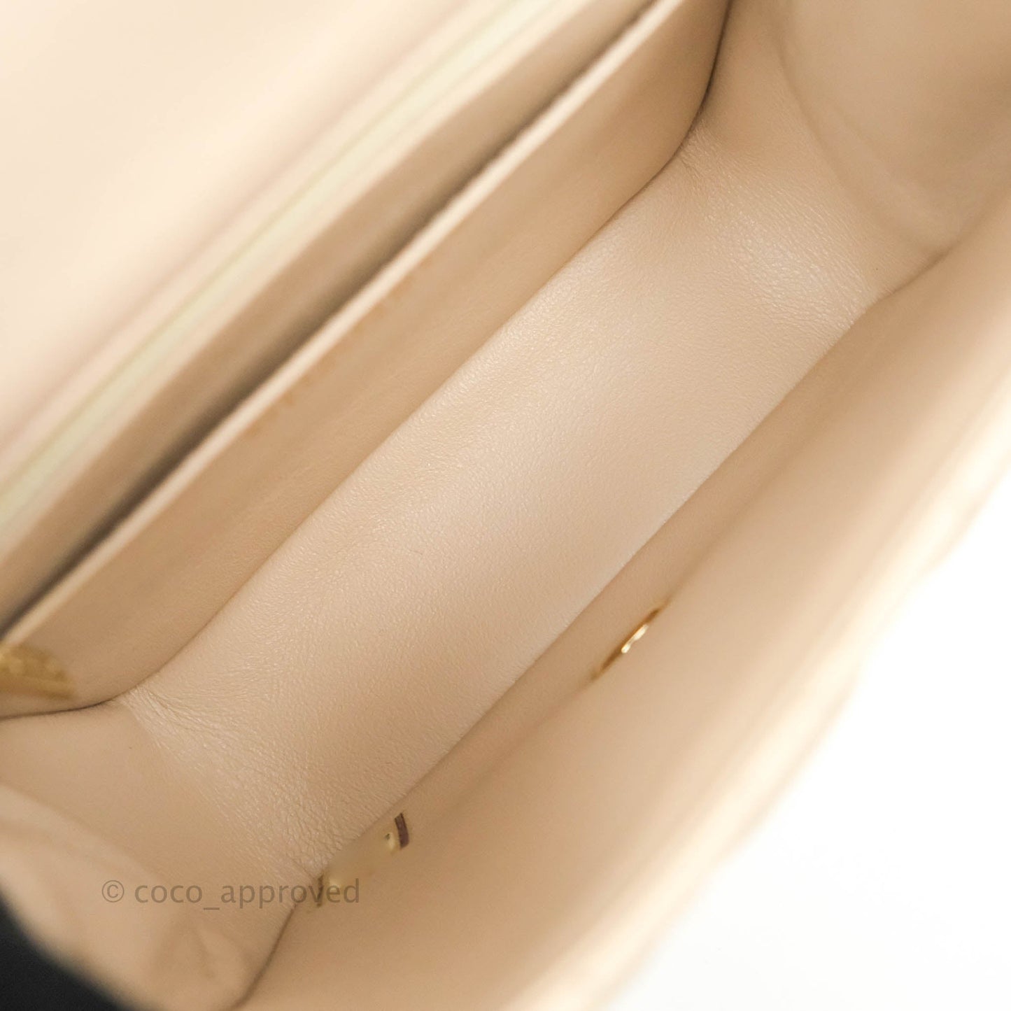 Chanel Quilted Mini Square Light Beige Lambskin Gold Hardware