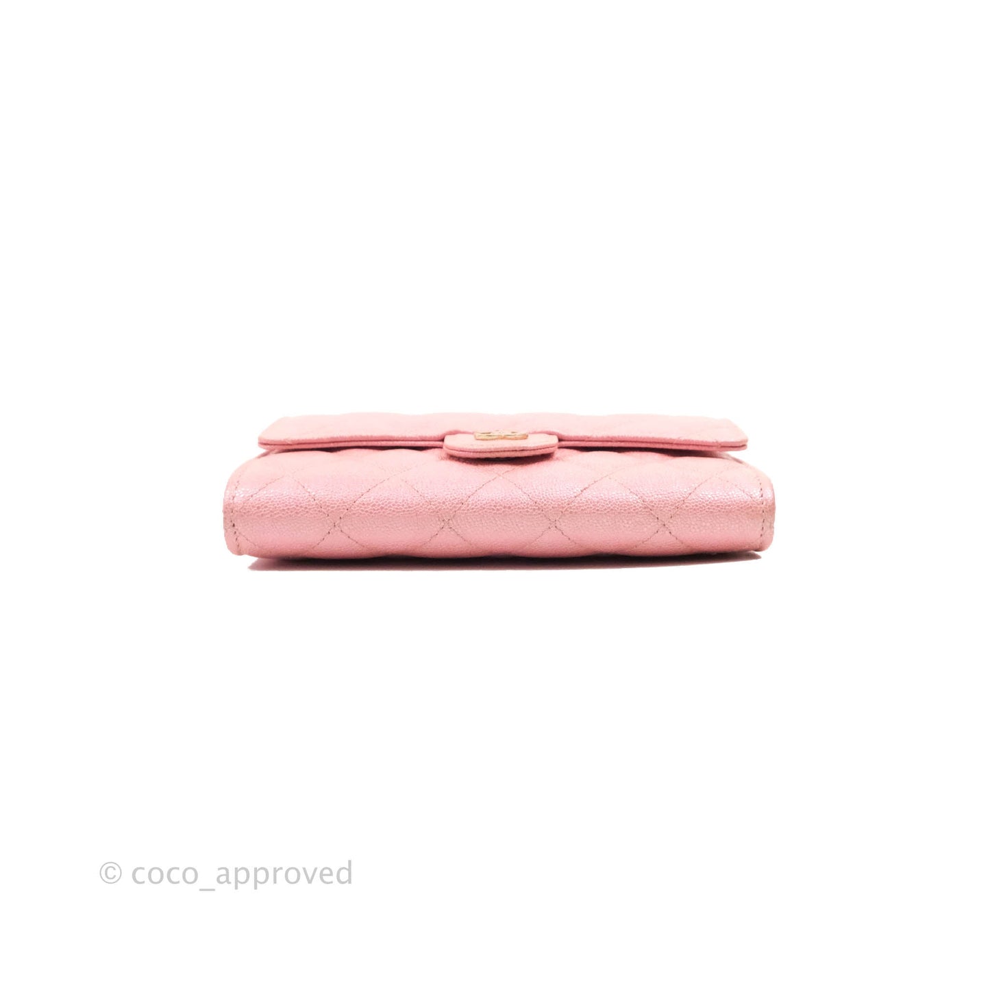 Chanel Mini Quilted Wallet On Chain WOC Caviar Iridescent Pink Gold Hardware 19S
