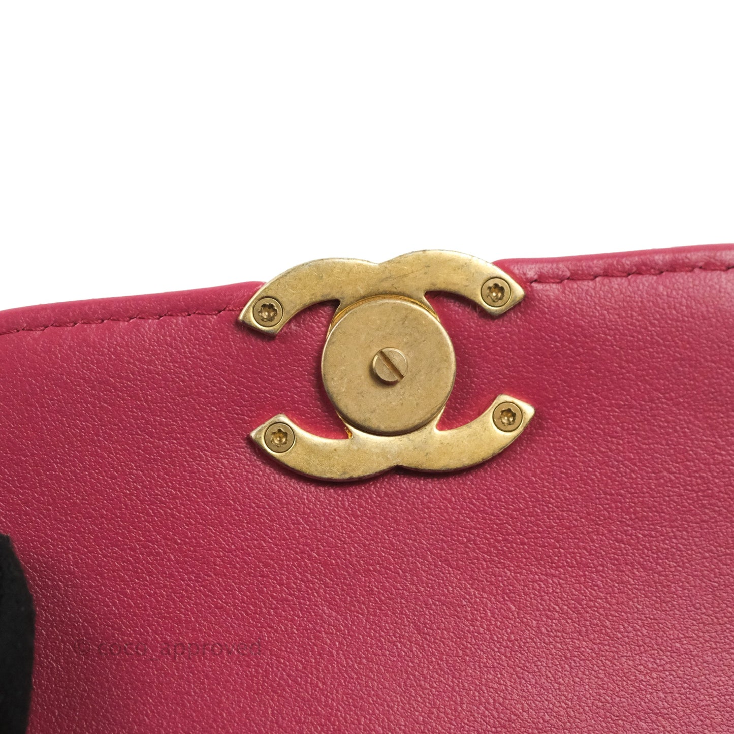 Chanel Quilted Perfect Fit Dark Pink Phone Holder Aged Gold Hardware