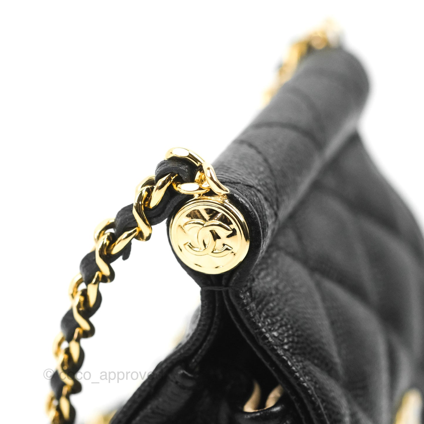 Chanel Quilted Clutch With Chain Black Caviar Gold Hardware