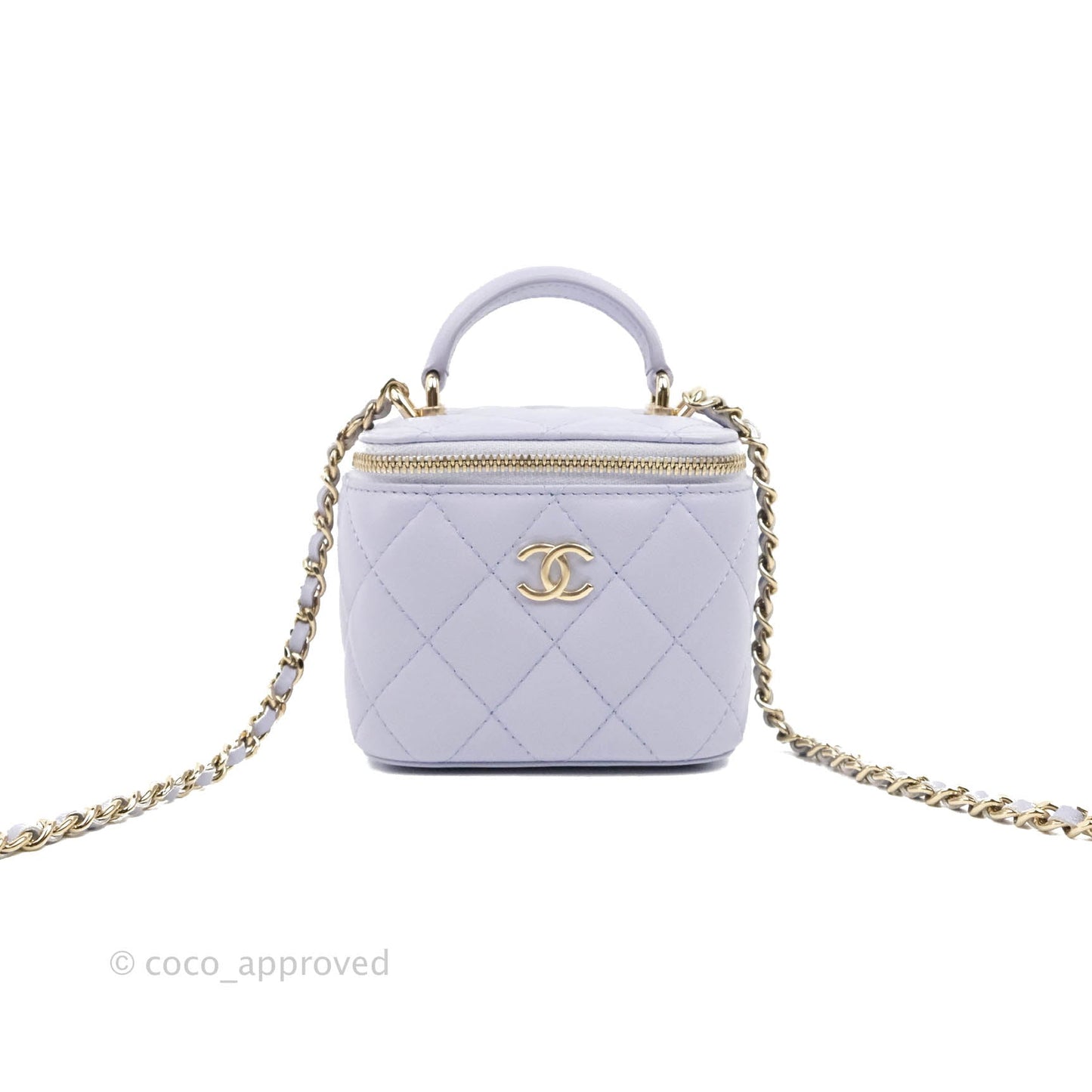 Chanel Mini Top Handle Vanity With Chain Lilac Lambskin Gold Hardware