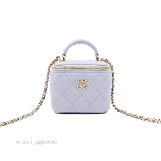 Chanel Mini Top Handle Vanity With Chain Lilac Lambskin Gold Hardware