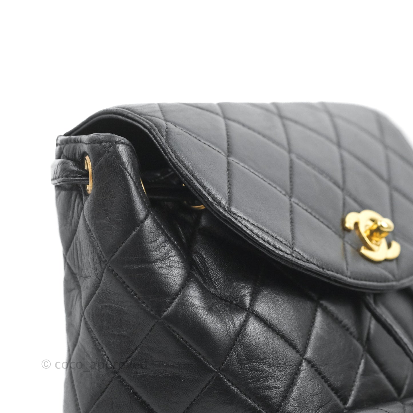 Chanel Vintage CC Duma Backpack Black Lambskin 24K Gold Hardware