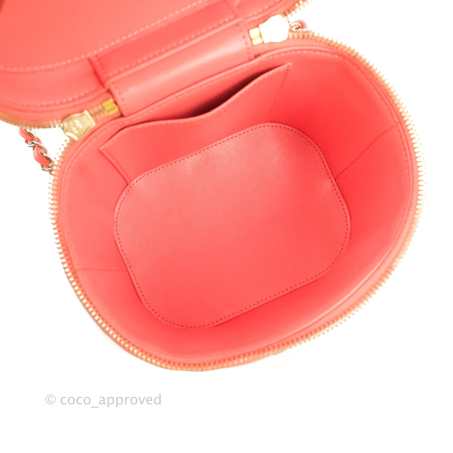 Chanel Trendy CC Vanity Case Coral Pink Lambskin Gold Hardware