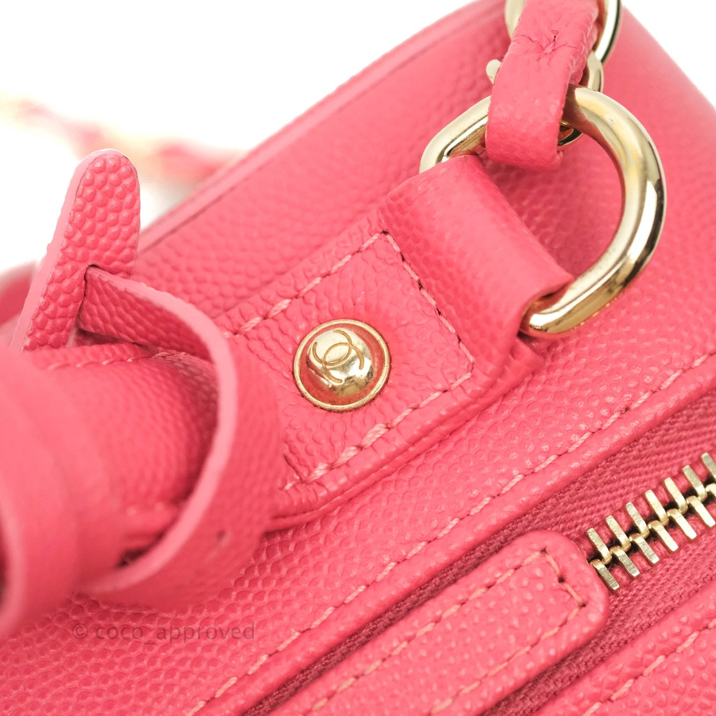 Chanel Quilted Medium CC Filigree Vanity Case Rosy Pink Caviar Gold Hardware