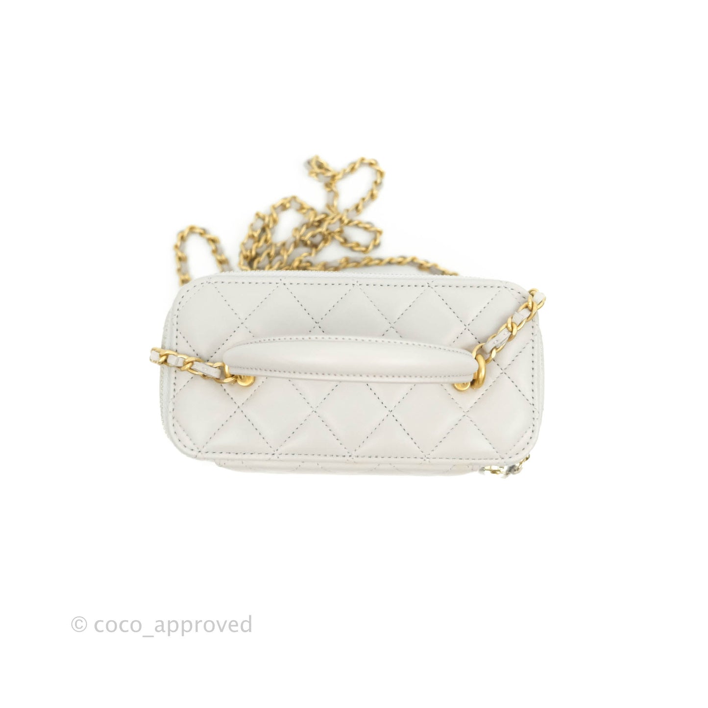 Chanel Classic Vanity Rectangular Top Handle With Chain Grey Lambskin Aged Gold Hardware