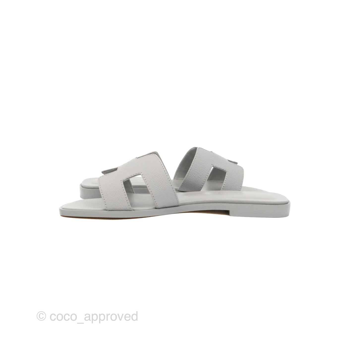 Hermès Oran Sandals Bleu Glacier Epsom Size 36