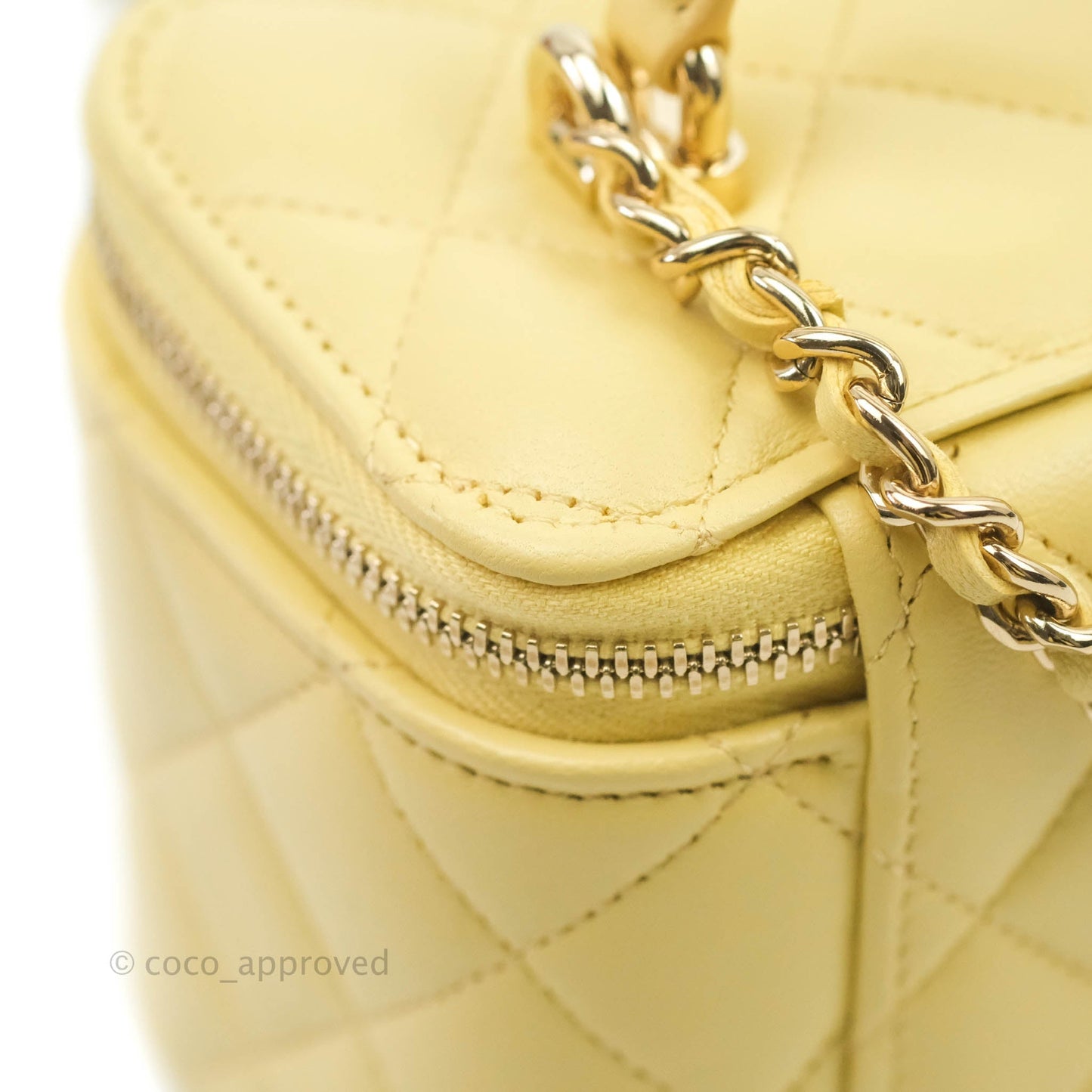 Chanel Vanity Rectangular Top Handle Yellow Lambskin Gold Hardware