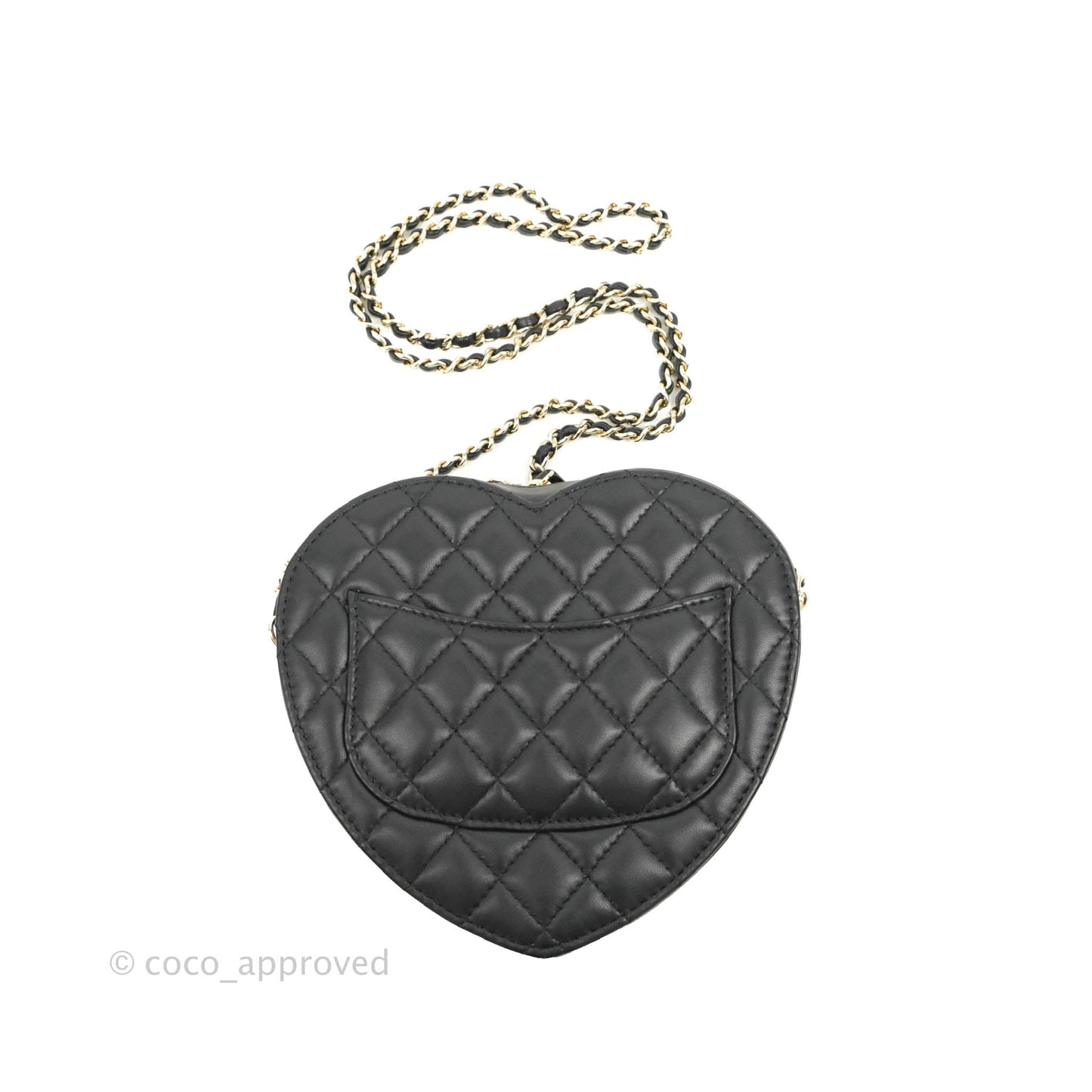 Chanel Large Heart Bag Black Lambskin Gold Hardware 22S