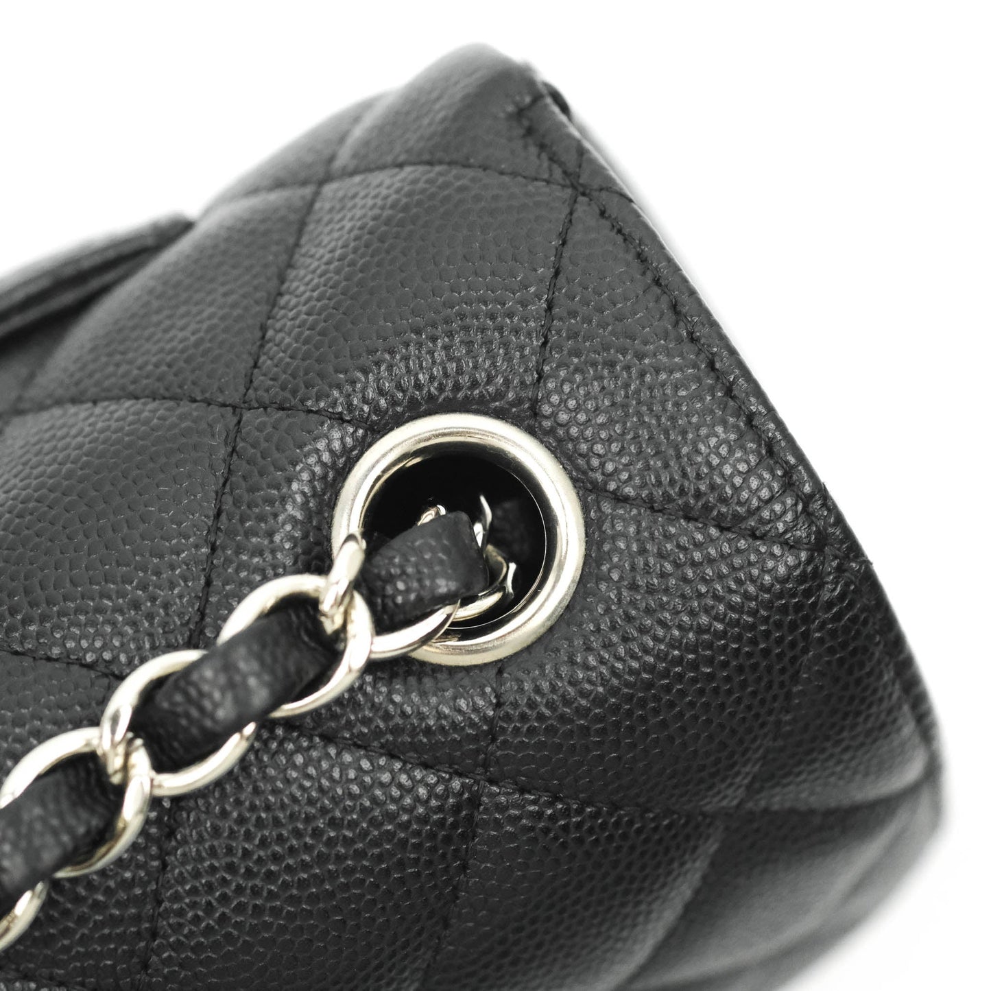 Chanel Classic Mini Rectangular Flap Black Caviar Silver Hardware
