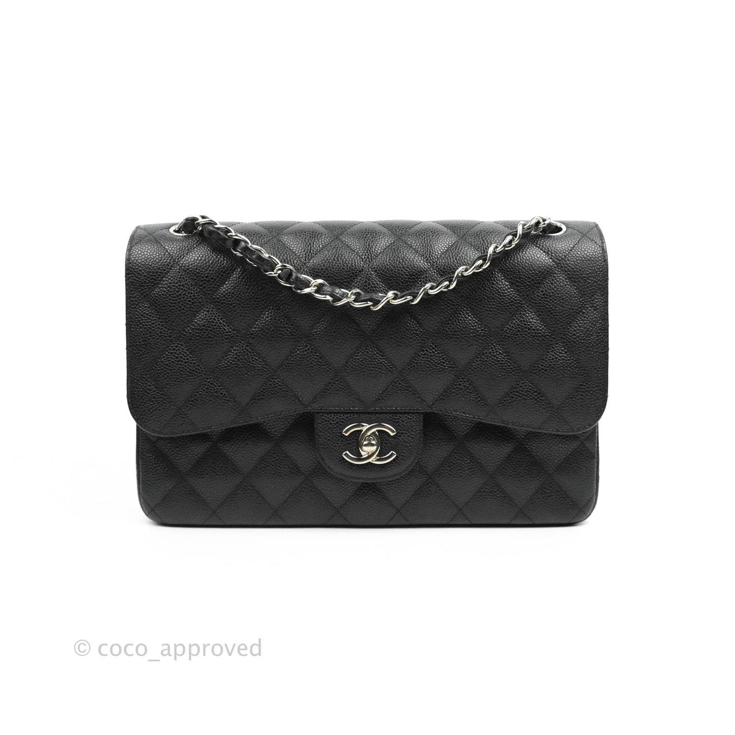 Chanel Jumbo Double Flap Black Caviar Silver Hardware⁣⁣