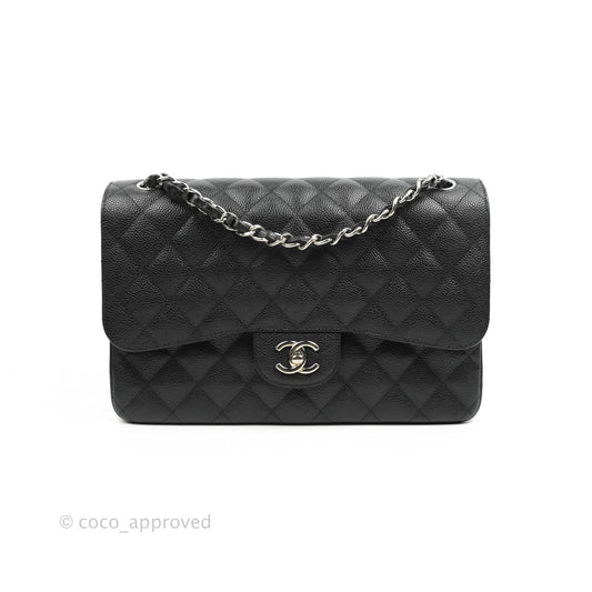 Chanel Jumbo Double Flap Black Caviar Silver Hardware⁣⁣
