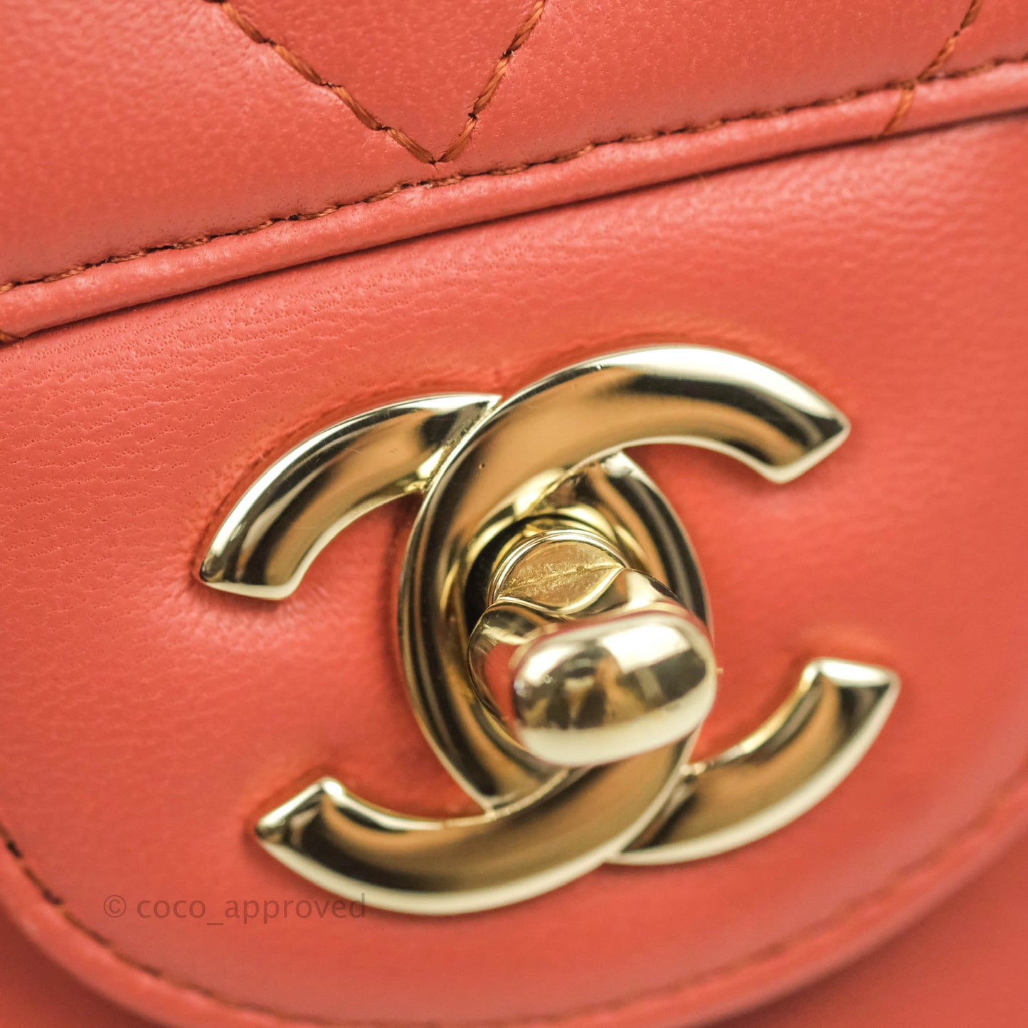 Chanel Chevron Mini Rectangular Flap Brick Red Lambskin Aged Gold Hardware