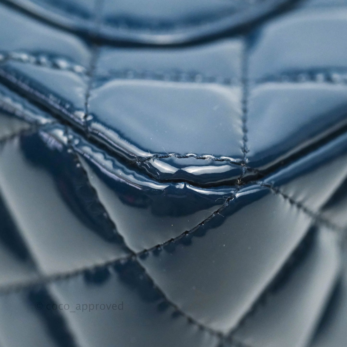 Chanel Quilted Mini Rectangular Flap Navy Patent Leather Gold Hardware