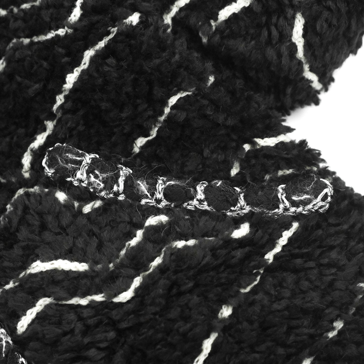 Chanel Fuzzy Alpaca Zip-Up Jacket in Black Size 34