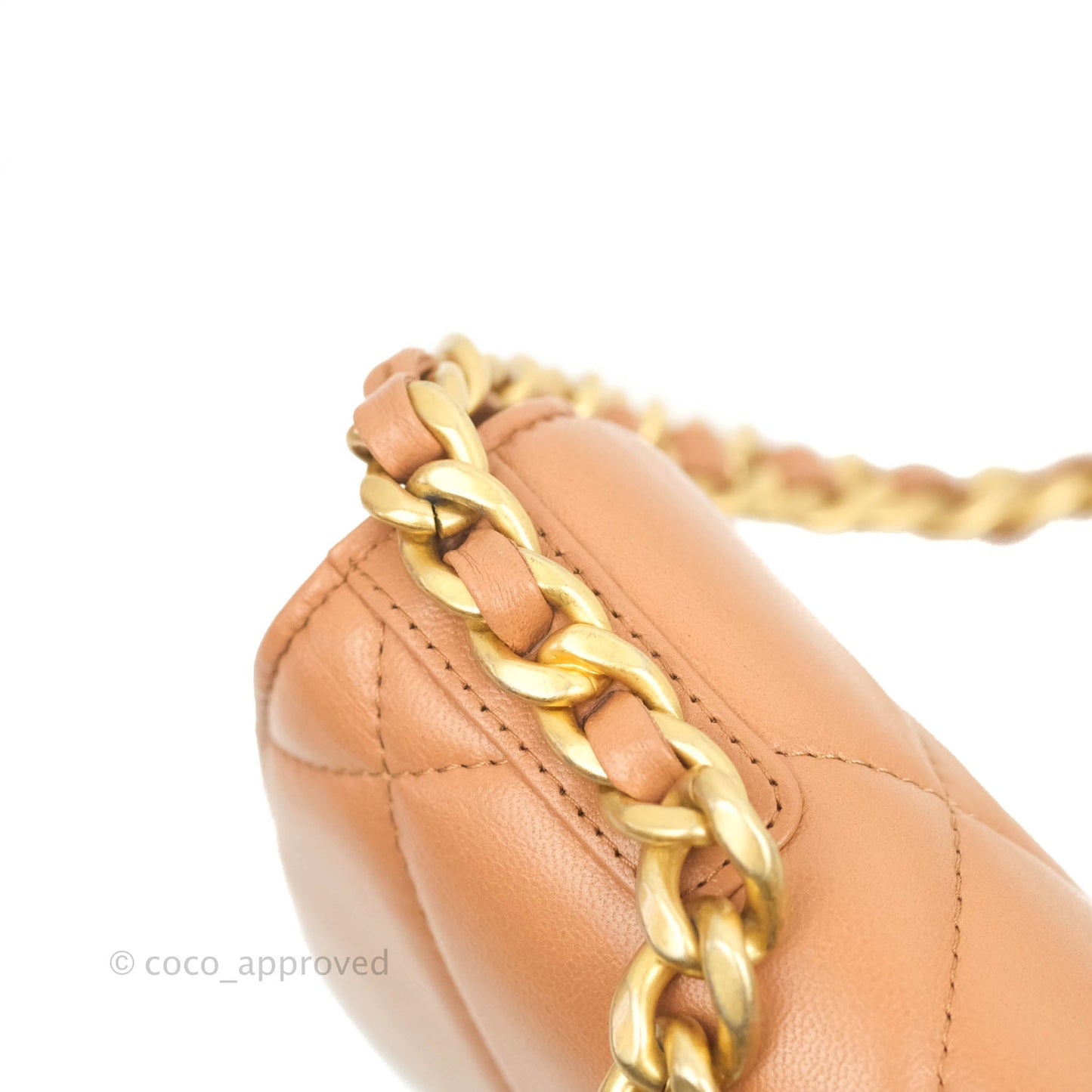 Chanel 19 Wallet on Chain WOC Dark Beige Caramel Lambskin Mixed Hardware 21K